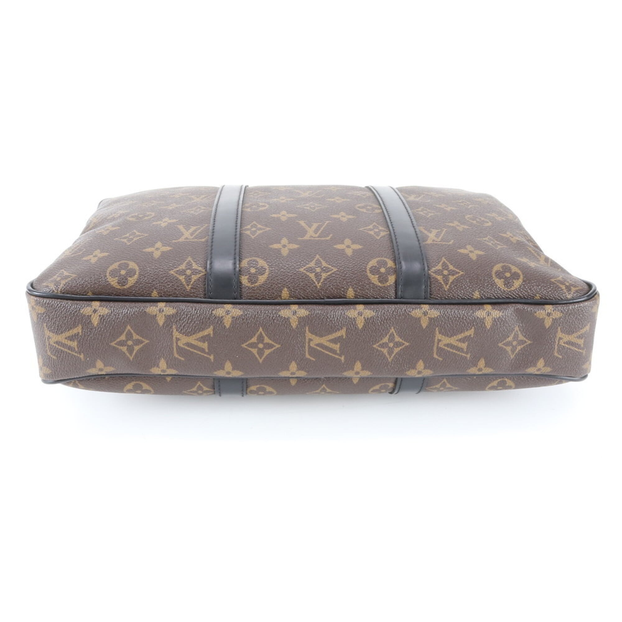 Louis Vuitton Black Brown Monogram Macassar Coated Canvas Leather Handbag (Pre-Owned)