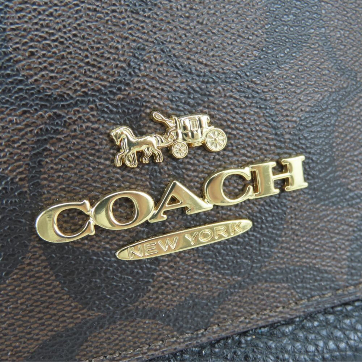 Coach Signature Black Bordeaux Brown Leather Coated Canvas Handbag (Pre-Owned)