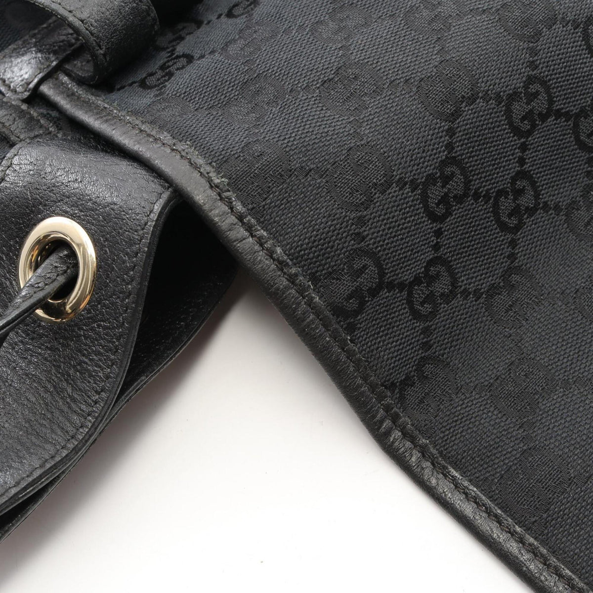 Gucci Black Canvas Leather Backpack Handbag (Pre-Owned)