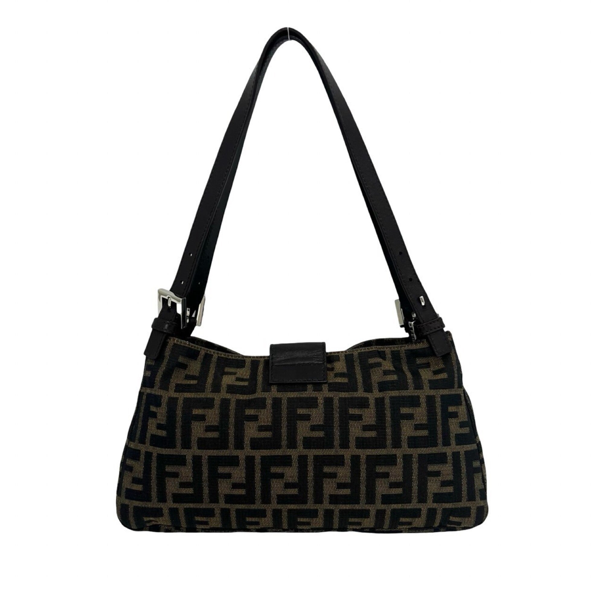 Fendi Brown Canvas Leather Handbag Shoulder Bag (Pre-Owned)