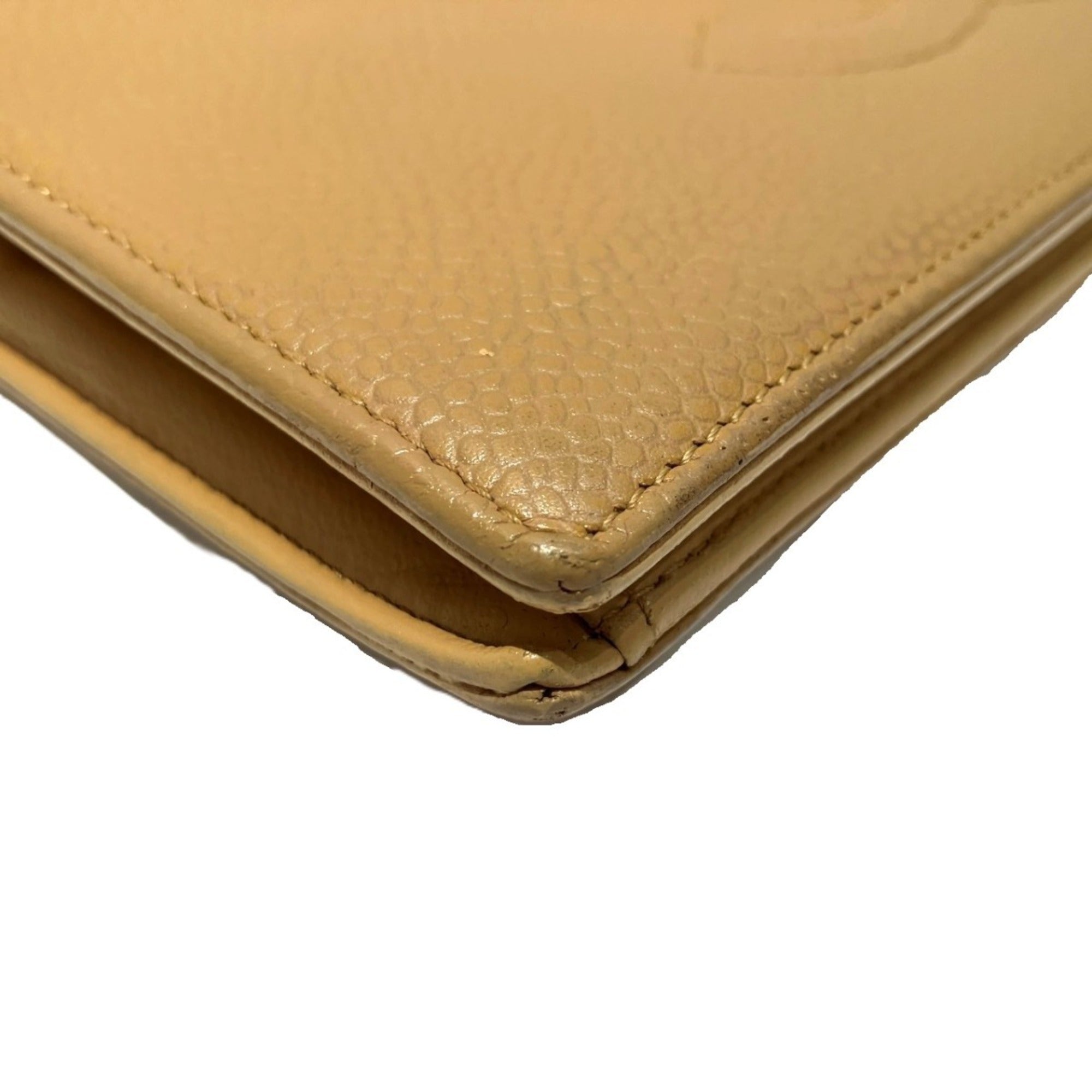 Chanel Beige Grained Calfskin Wallet (Bi-Fold) (Pre-Owned)