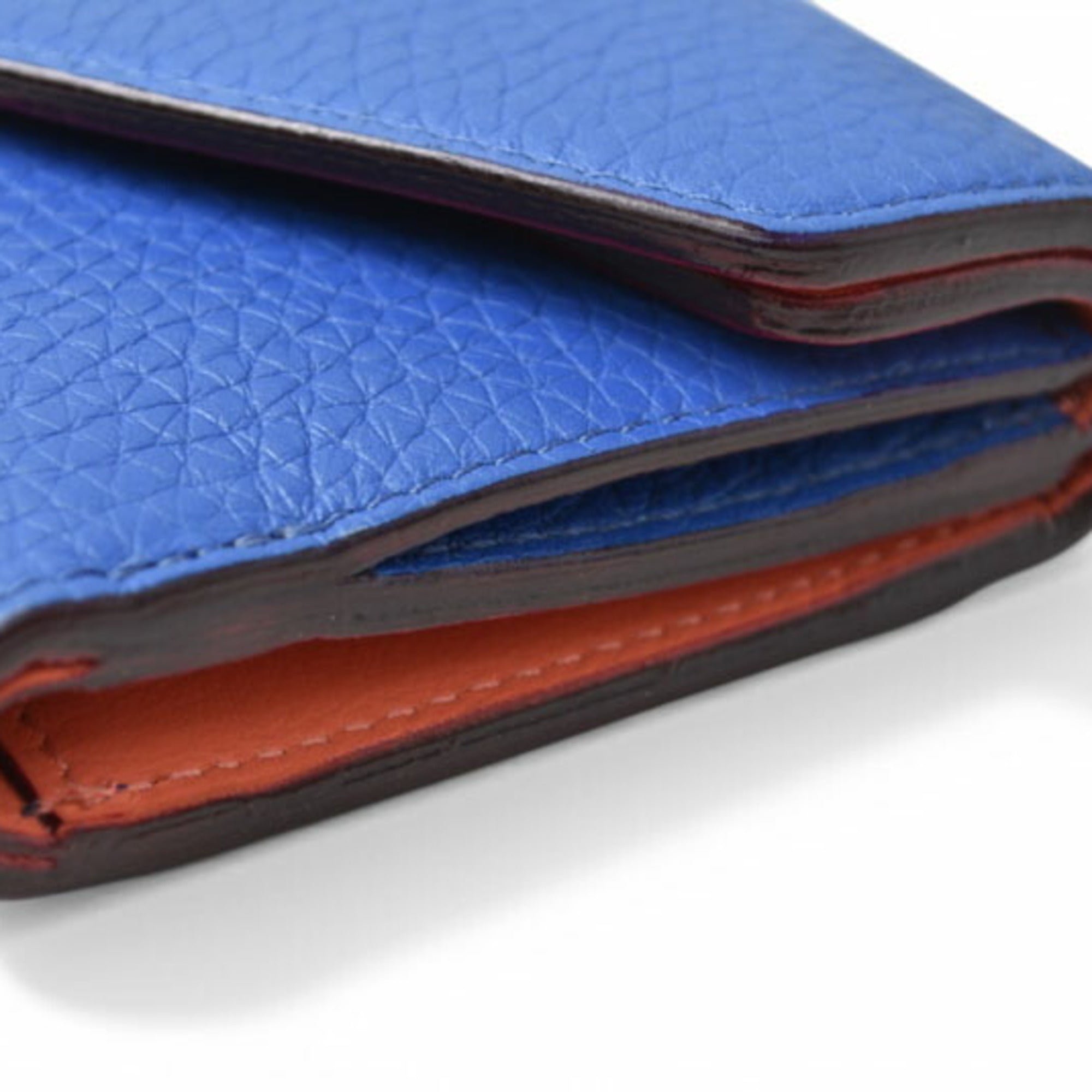 Christian Dior Blue Coral Pink Leather Wallet (Tri-Fold) (Pre-Owned)