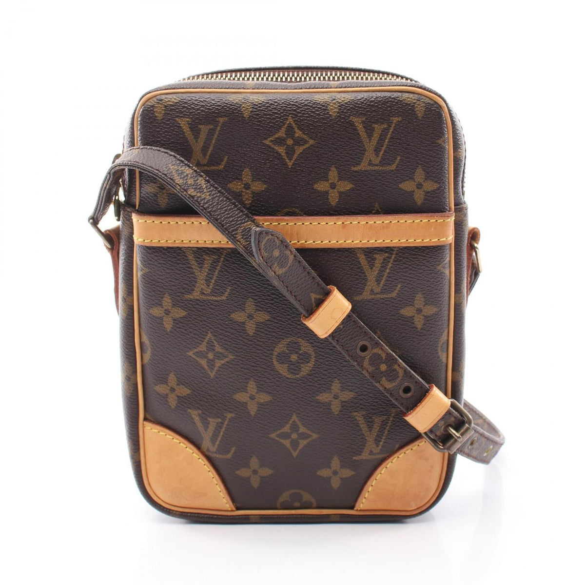 Louis Vuitton Brown Coated Canvas Leather Handbag Shoulder Bag (Pre-Owned)