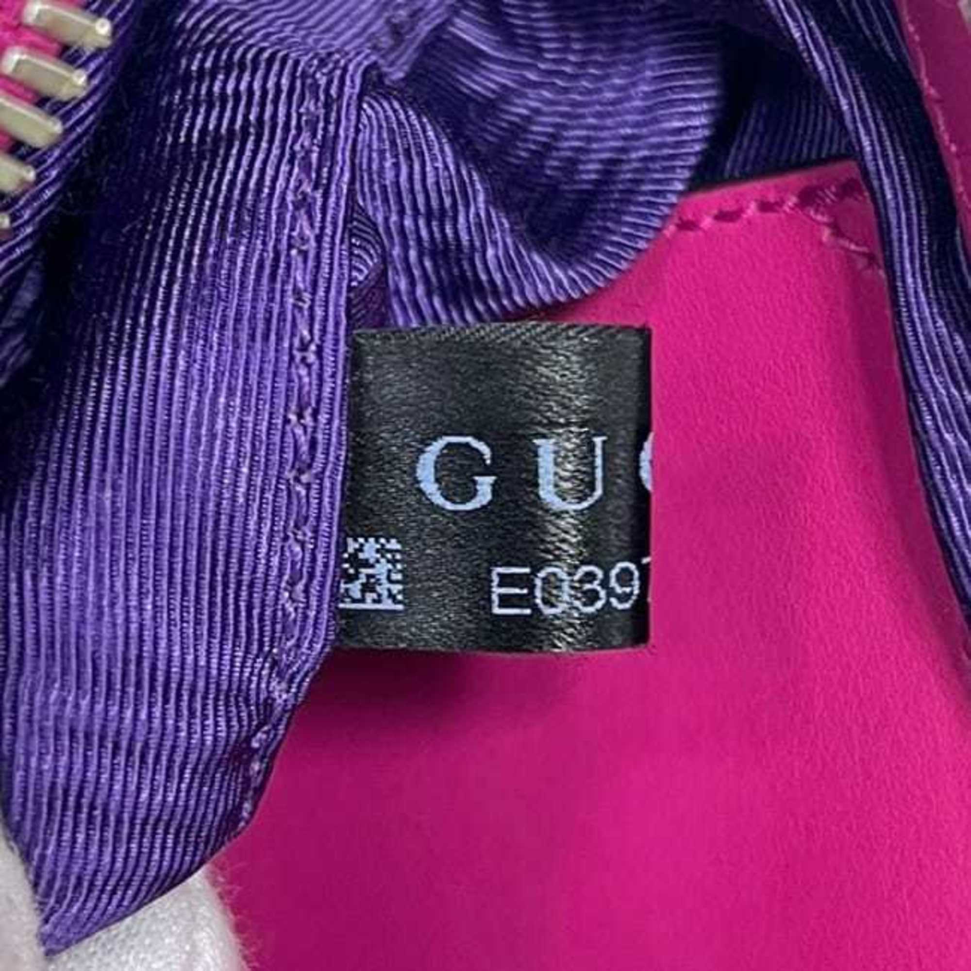 Gucci Pink Nylon Leather Canvas Shoulder Bag (Pre-Owned)