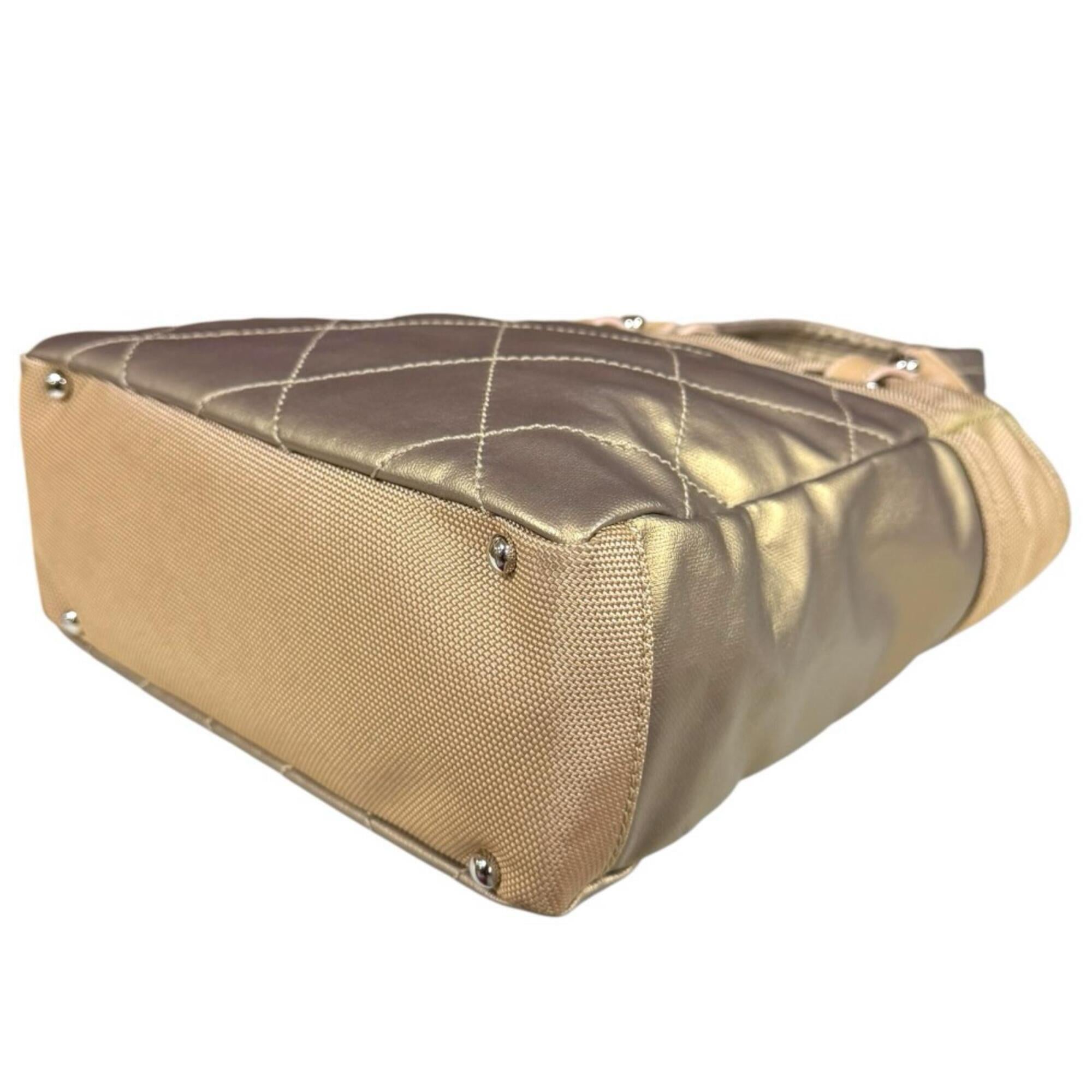 Chanel Gold Coated Canvas Pvc Leather Tote Bag (Pre-Owned)