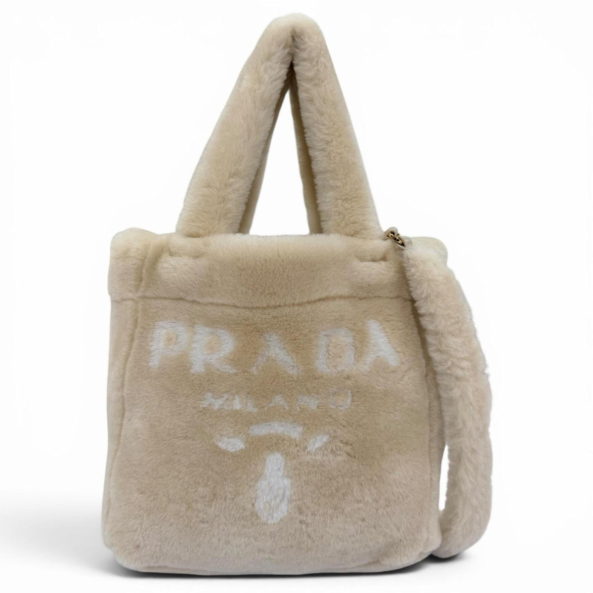 Prada Beige Leather Pouch Shoulder Bag (Pre-Owned)