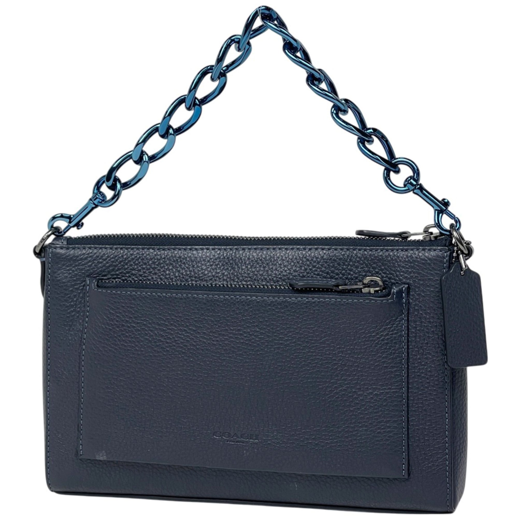 Coach Navy Leather Handbag Pouch Shoulder Bag (Pre-Owned)
