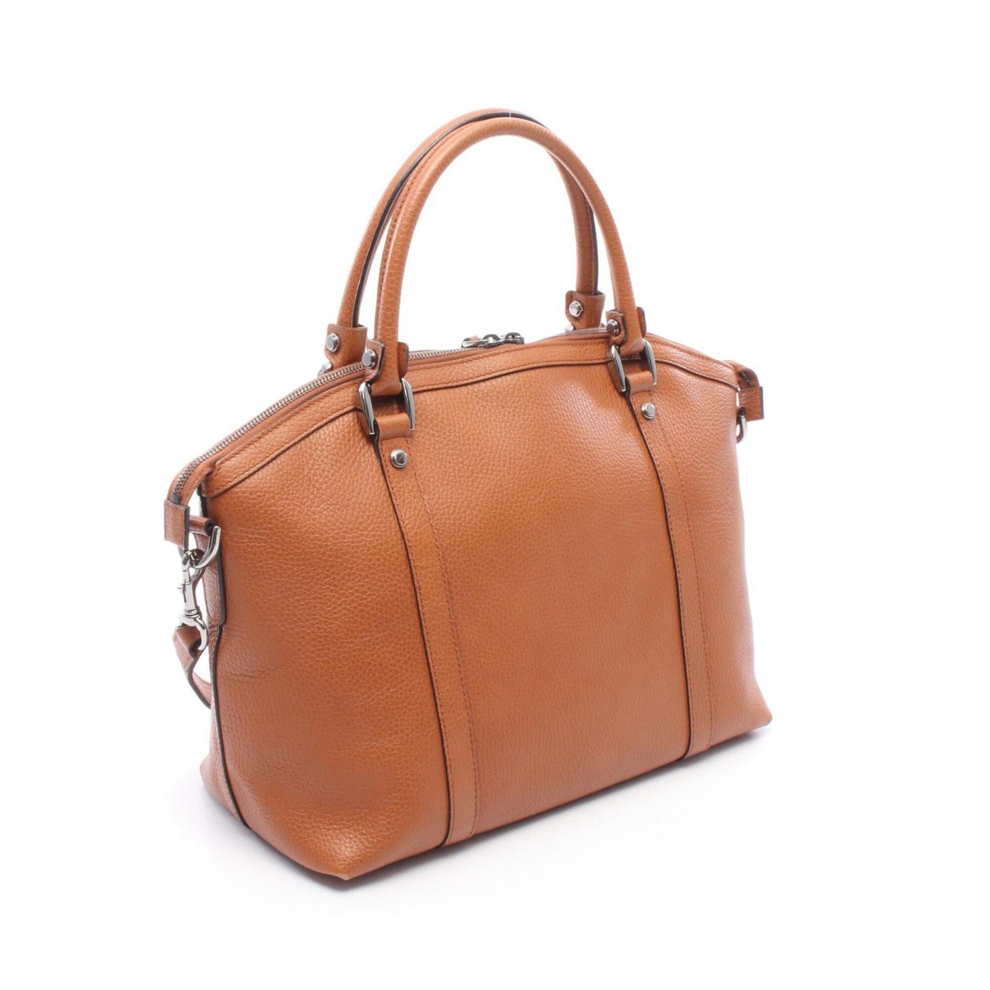 Gucci Brown Leather Handbag Tote Bag (Pre-Owned)