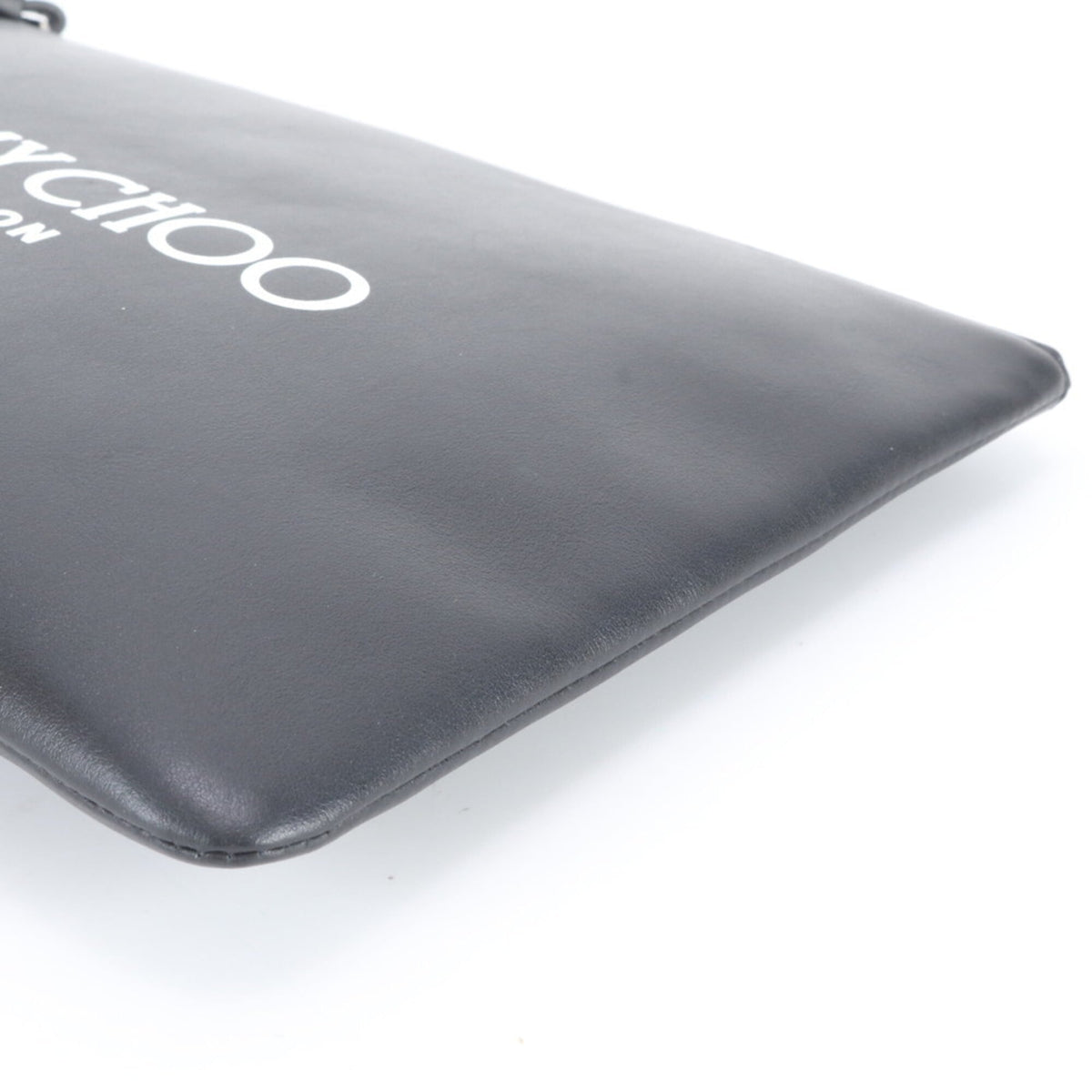 Jimmy Choo Black White Leather Clutch Bag Pouch (Pre-Owned)