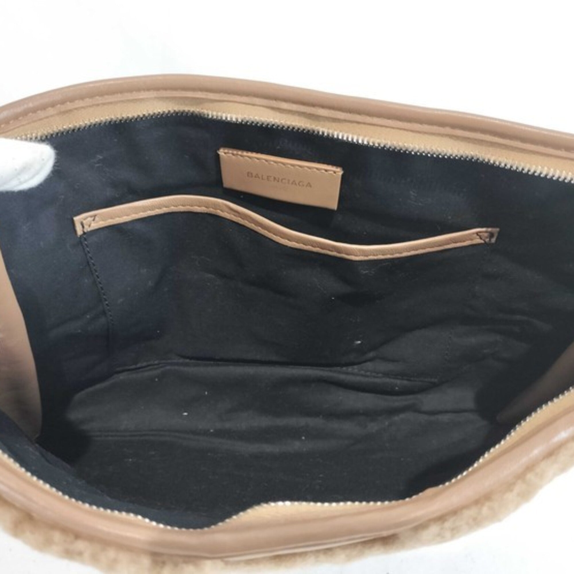 Balenciaga Brown Leather Fur Clutch Bag (Pre-Owned)