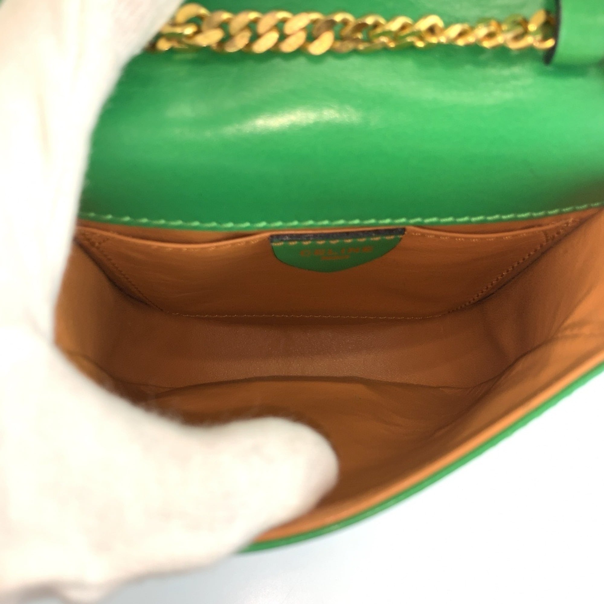 Celine Green Leather Pochette Shoulder Bag (Pre-Owned)