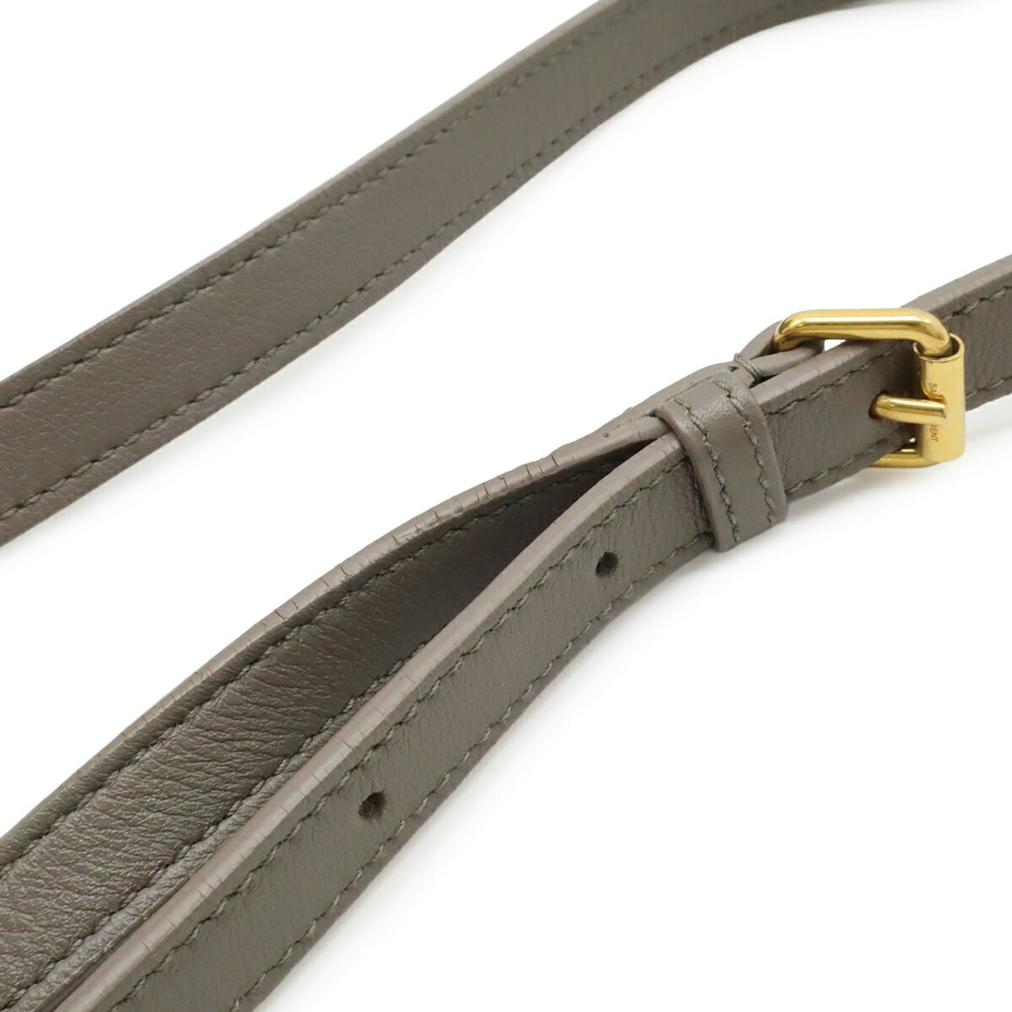 Yves Saint Laurent Gray Leather Handbag Shoulder Bag (Pre-Owned)