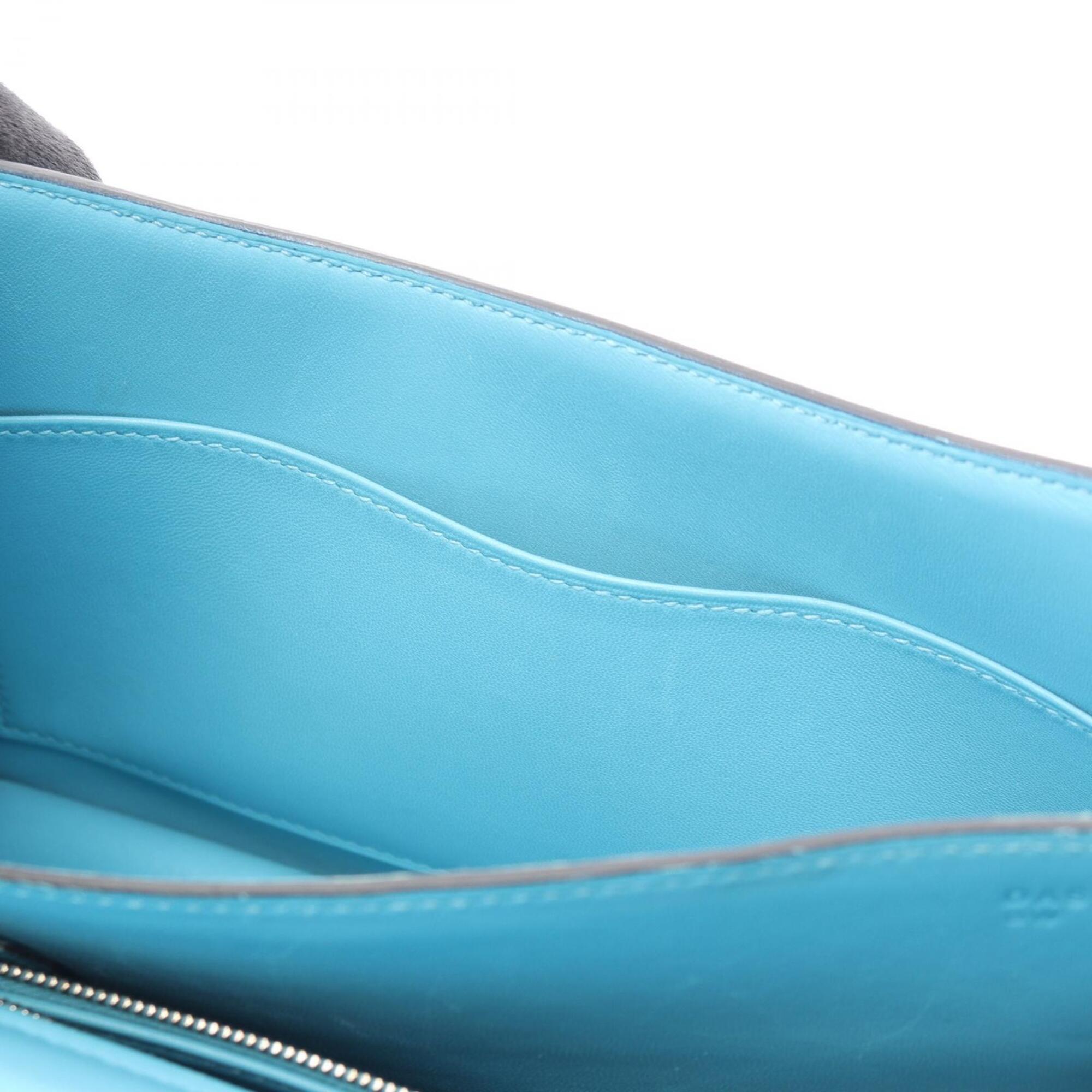Hermes Blue Leather Handbag Shoulder Bag (Pre-Owned)
