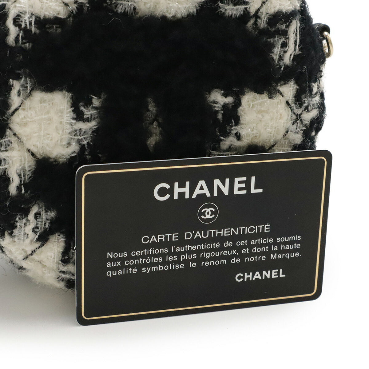 Chanel Black Ivory Tweed Pochette Pouch (Pre-Owned)
