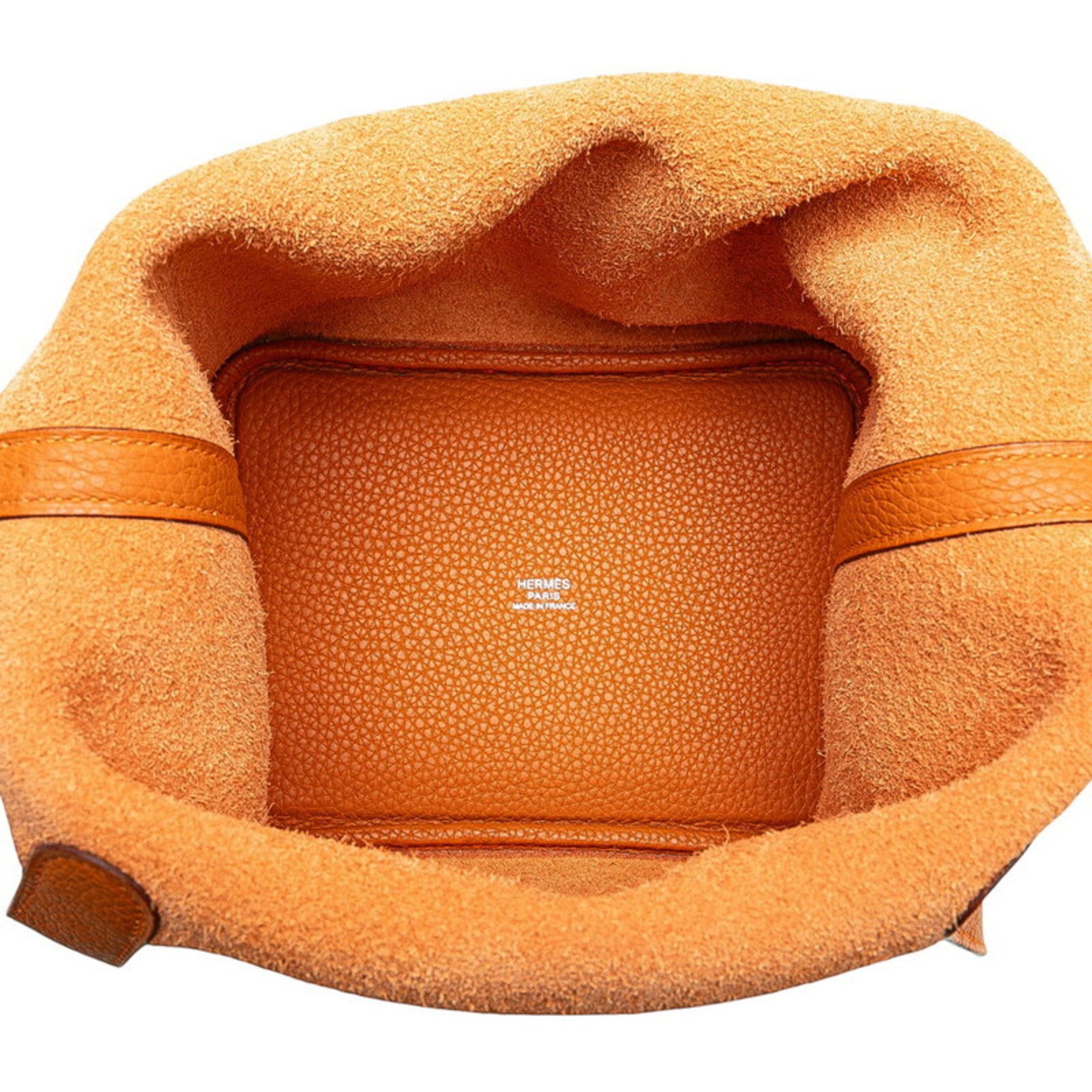 Hermes Picotin Orange Potiron Taurillon Clemence Leather Handbag (Pre-Owned)