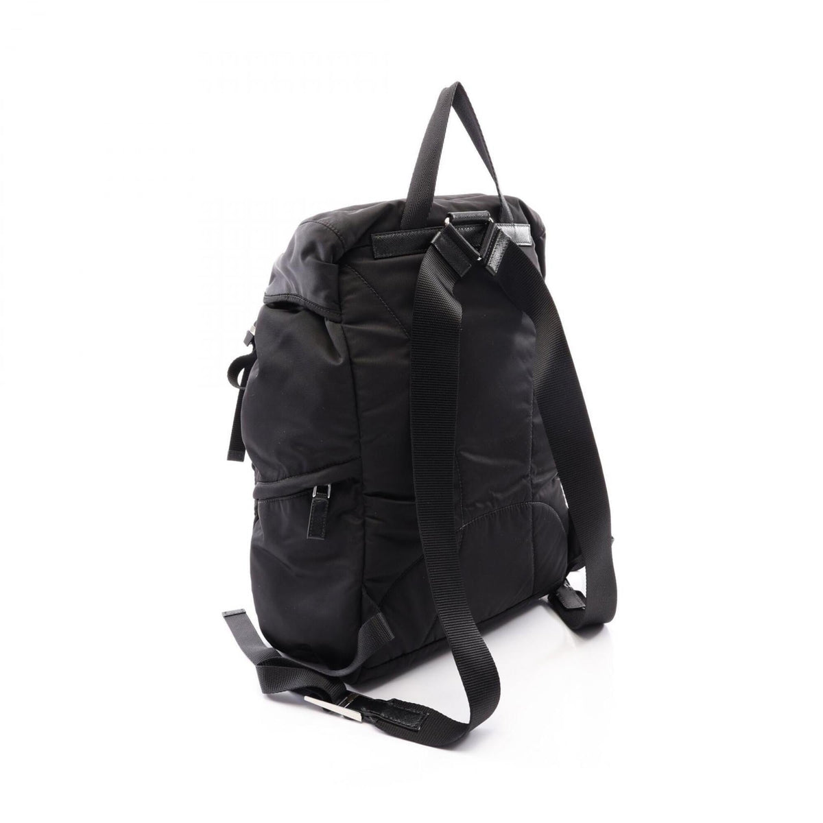 Prada Black Nylon Saffiano Triangle Backpack Handbag (Pre-Owned)