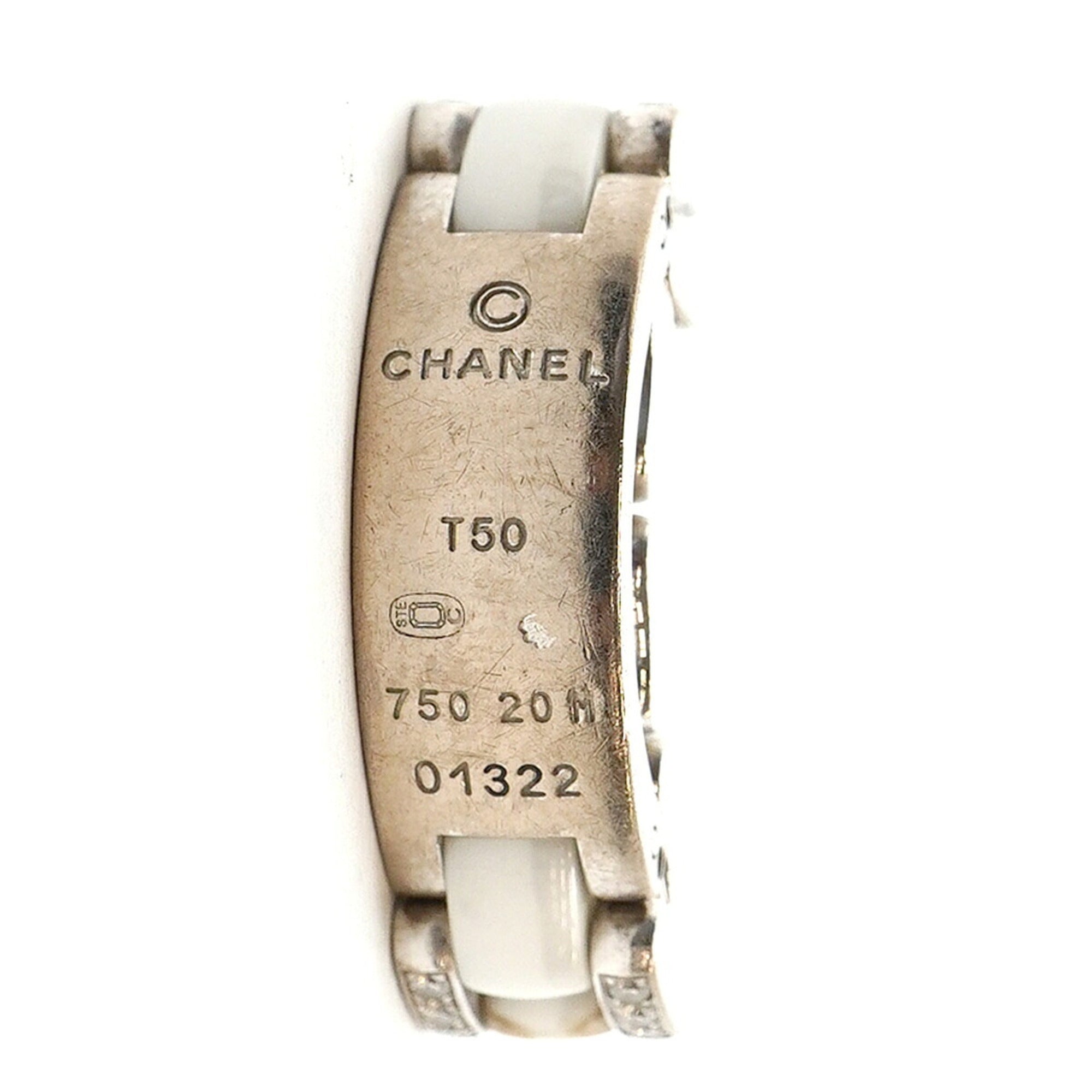 Chanel White White Gold (18K) Ceramic Band Ring (Pre-Owned)