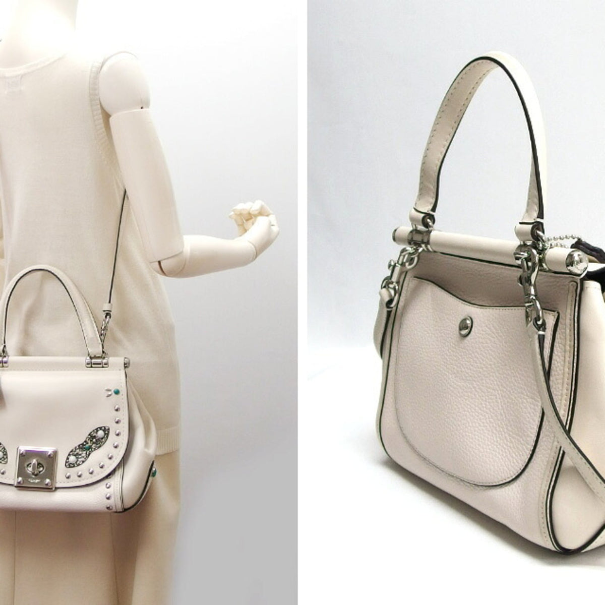 Coach Ivory White Leather Handbag Shoulder Bag (Pre-Owned)