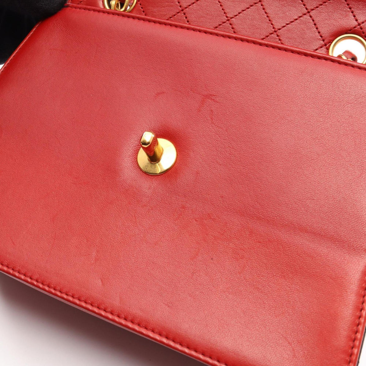 Chanel Black Red Color Leather Handbag Shoulder Bag (Pre-Owned)