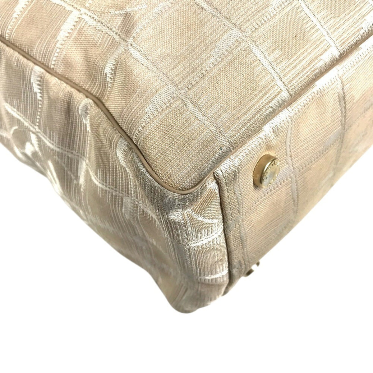 Chanel New Travel Line Beige Nylon Leather Tote Bag (Pre-Owned)