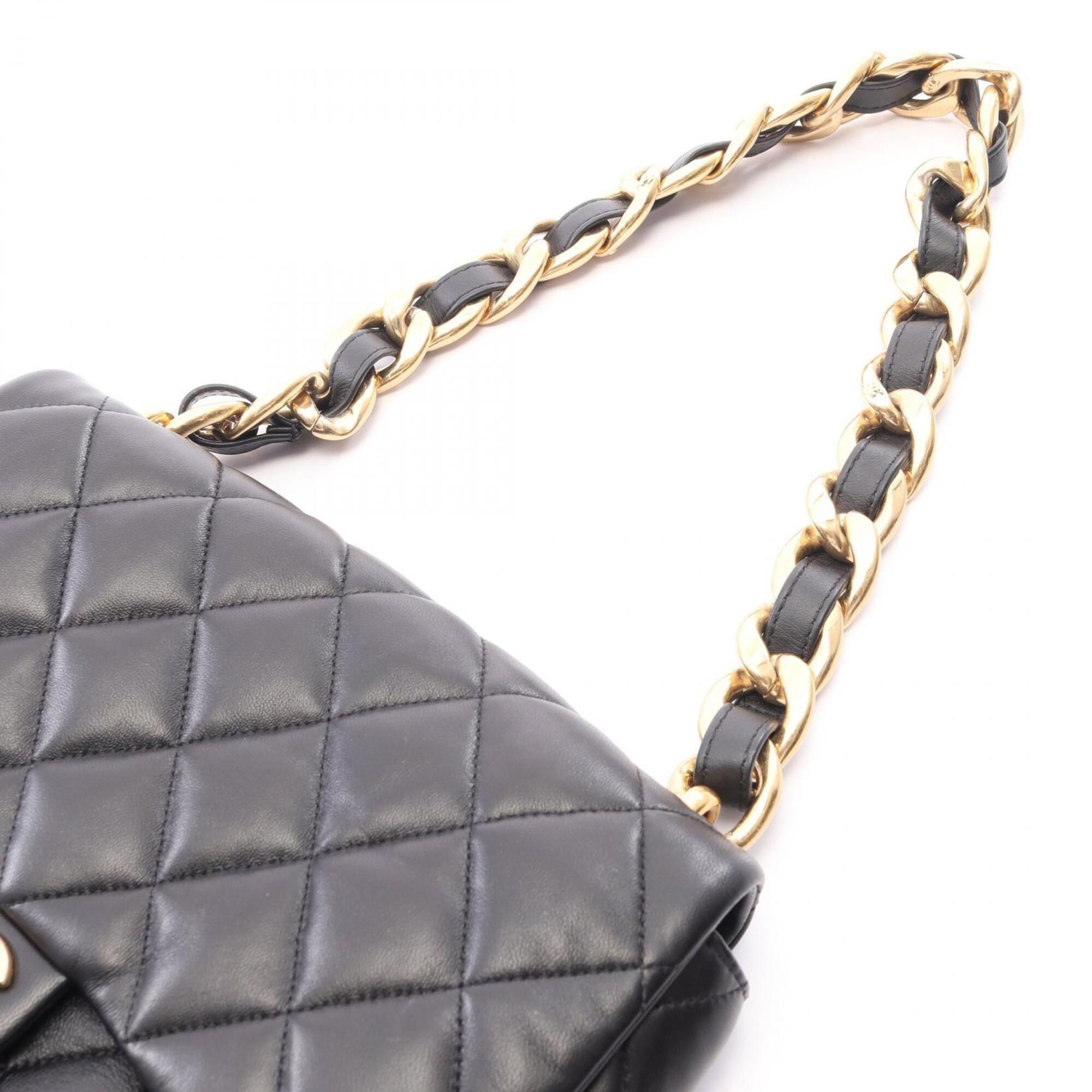 Chanel Black Leather Handbag Shoulder Bag (Pre-Owned)