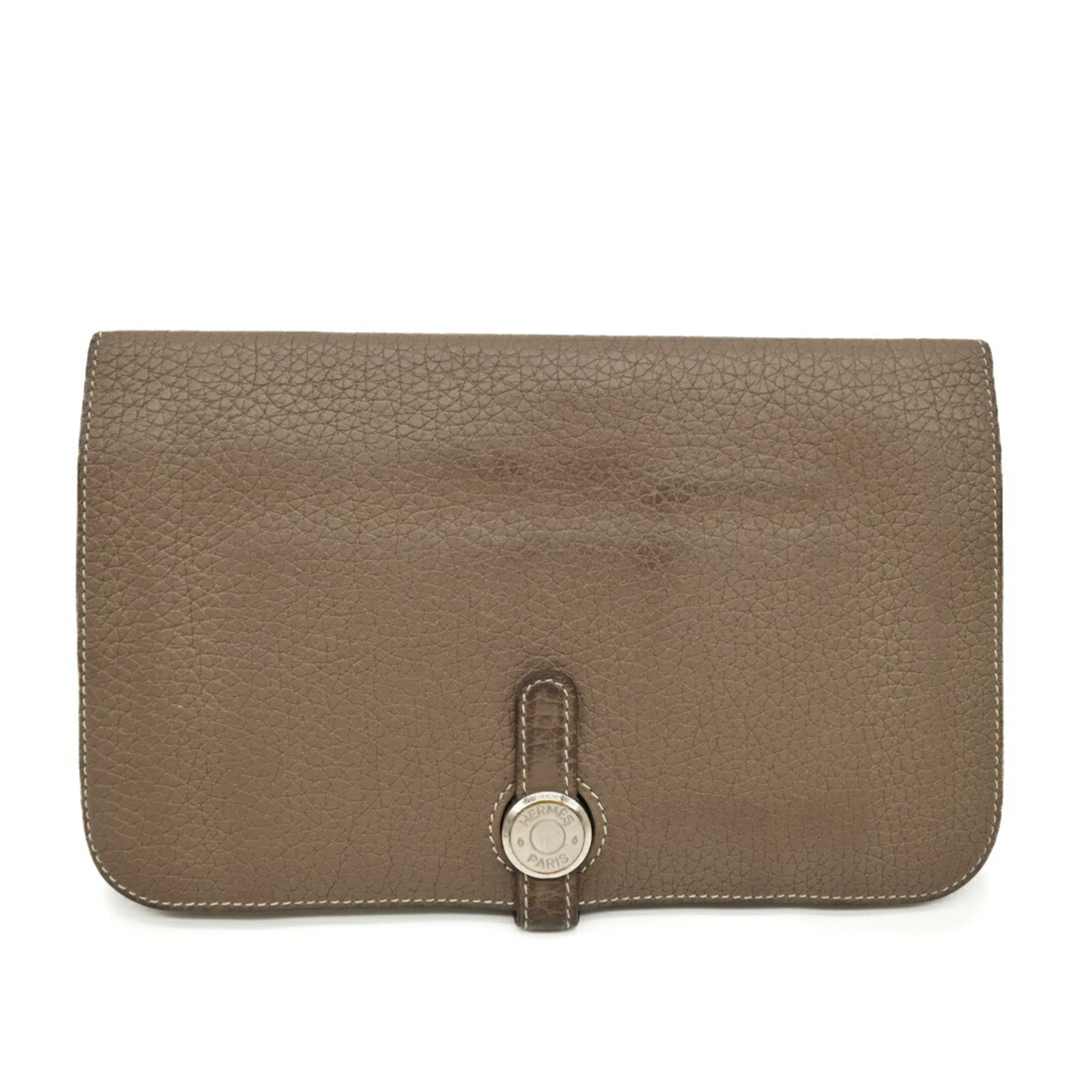 Hermes Dogon Duo Etoupe Gray Grayish Togo Leather Long Wallet (Bi-Fold) (Pre-Owned)