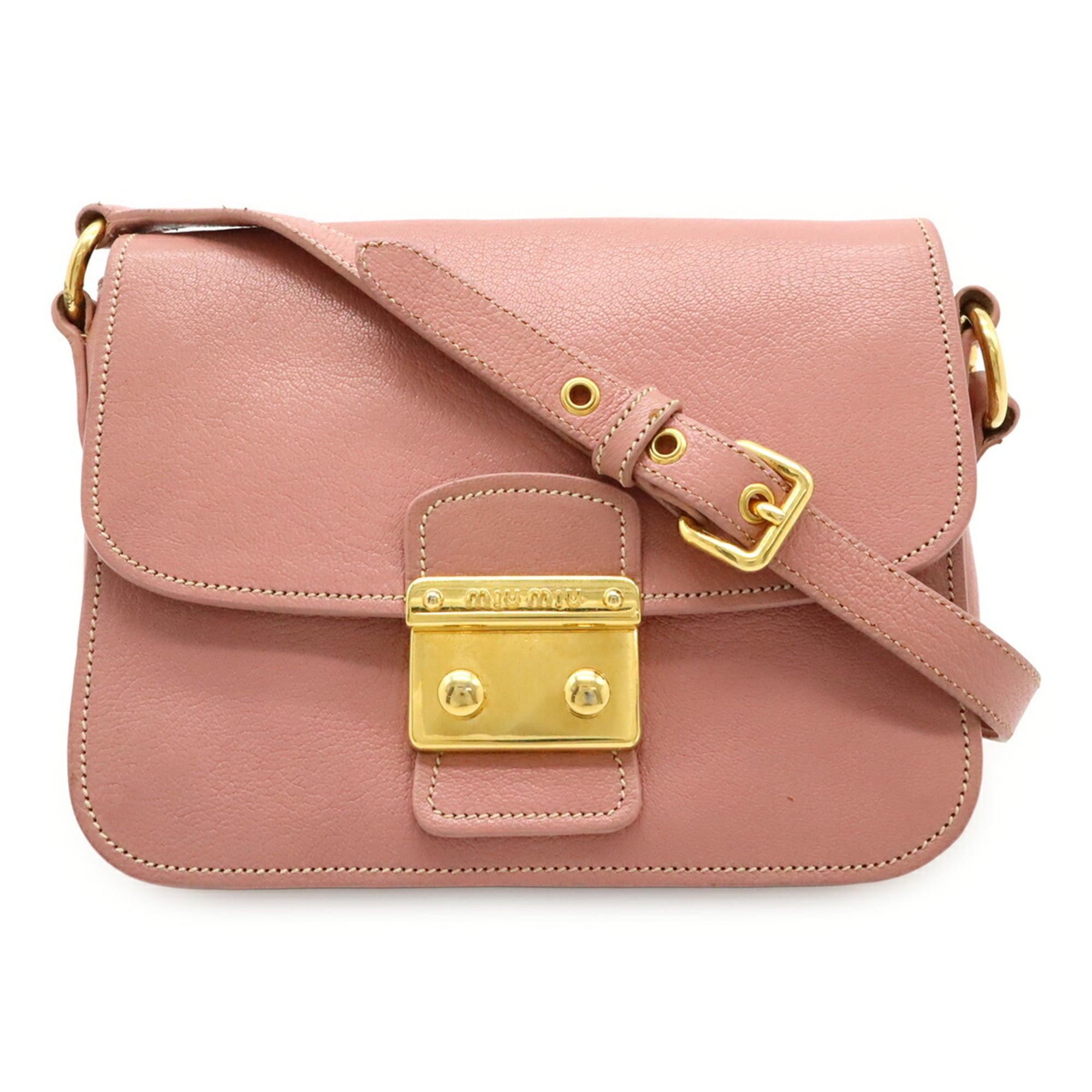 Miu Miu Pink Leather Pochette Shoulder Bag (Pre-Owned)