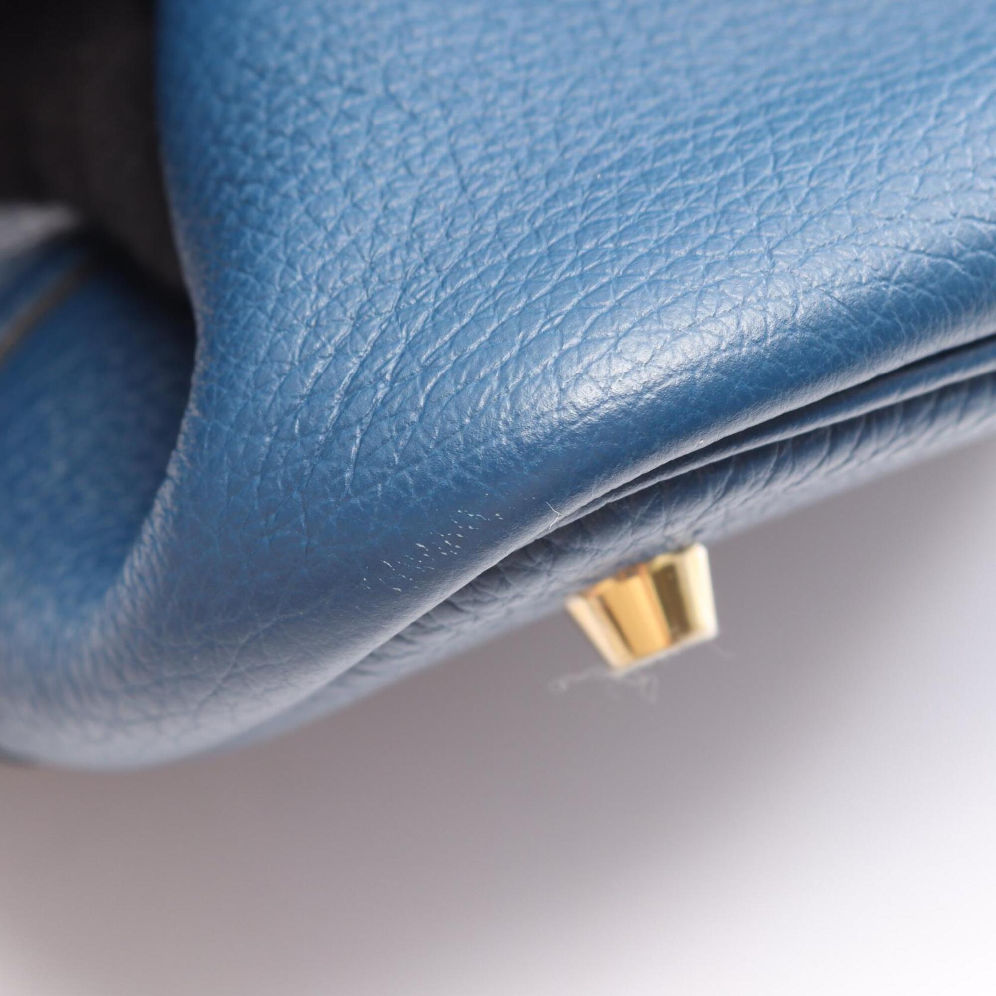 Hermes Blue Taurillon Clemence Leather Handbag (Pre-Owned)