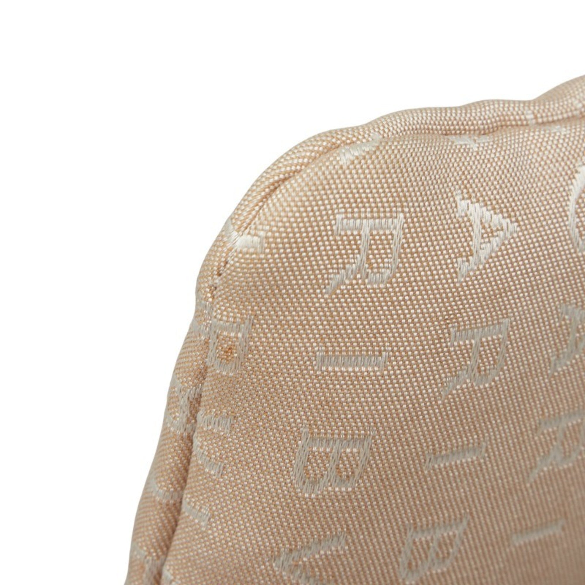 Bvlgari Logomania Beige Brown Canvas Leather Pochette Shoulder Bag (Pre-Owned)