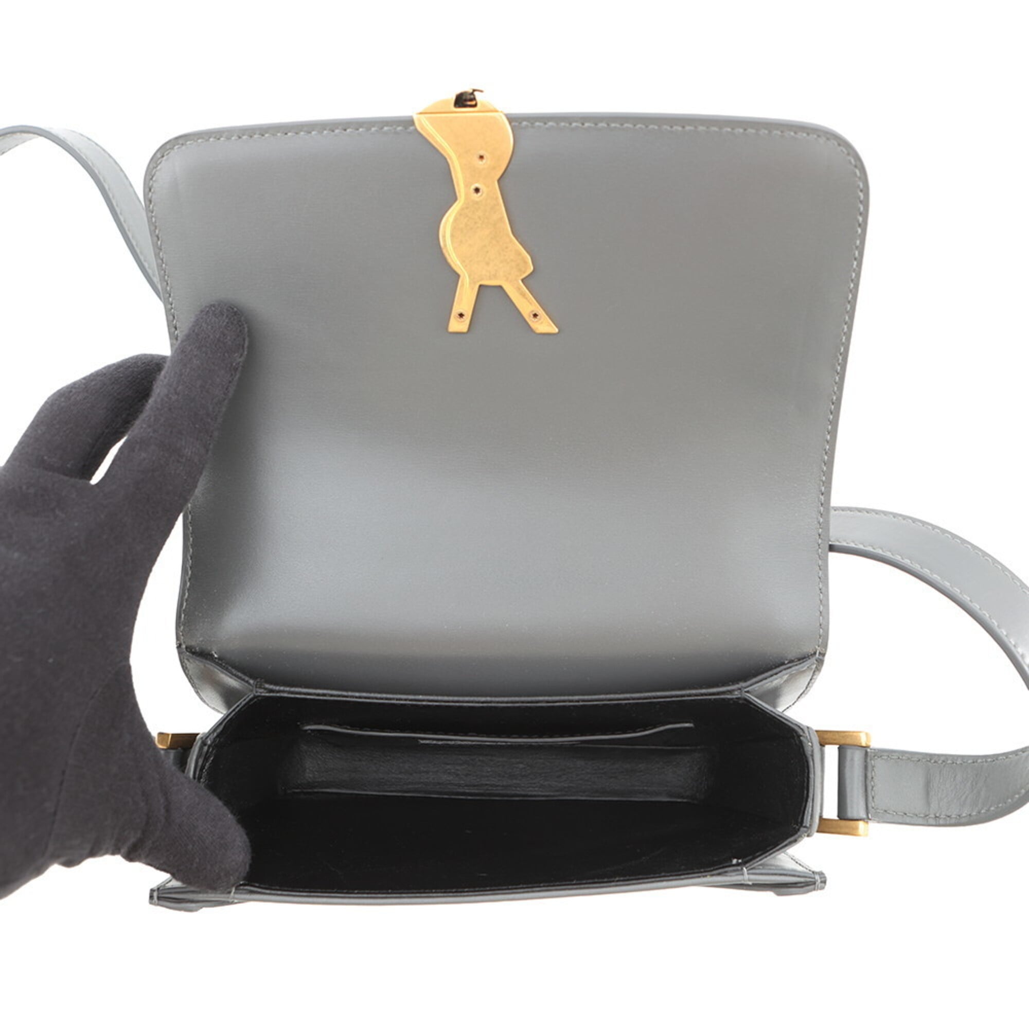 Yves Saint Laurent Gray Leather Handbag Shoulder Bag (Pre-Owned)