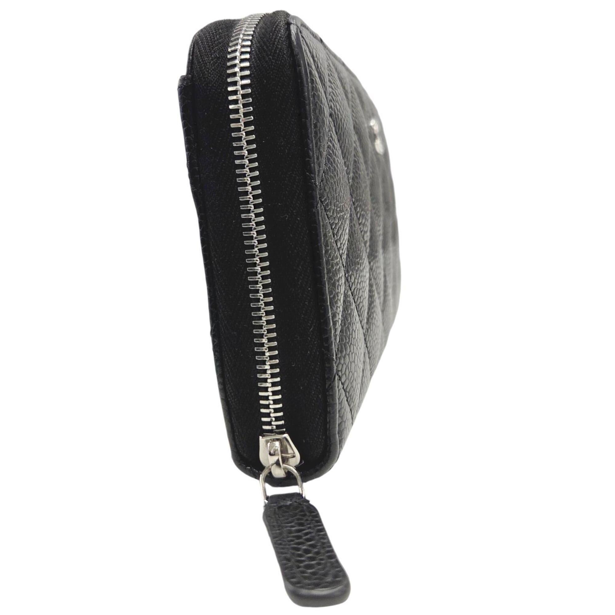Chanel Black Grained Calfskin Long Wallet (Bi-Fold) (Pre-Owned)
