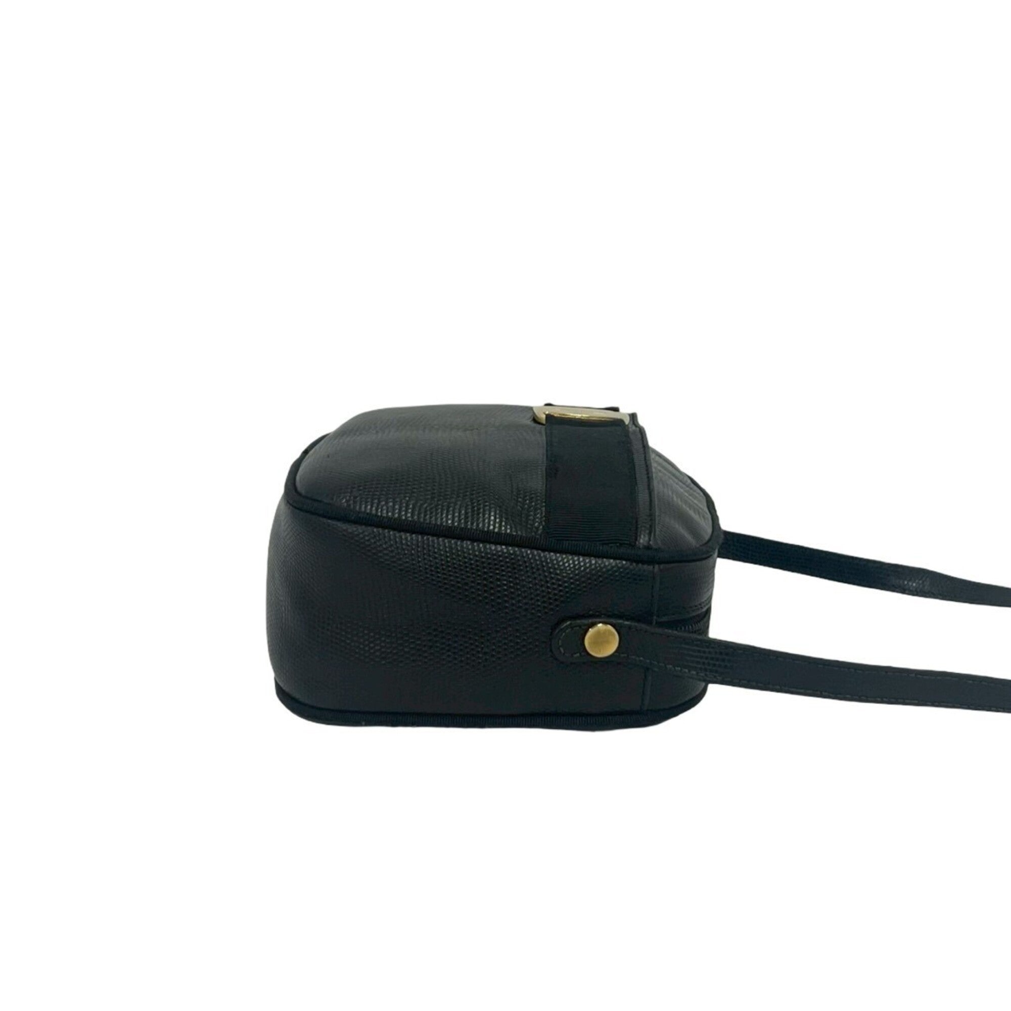 Salvatore Ferragamo Black Leather Pochette Shoulder Bag (Pre-Owned)