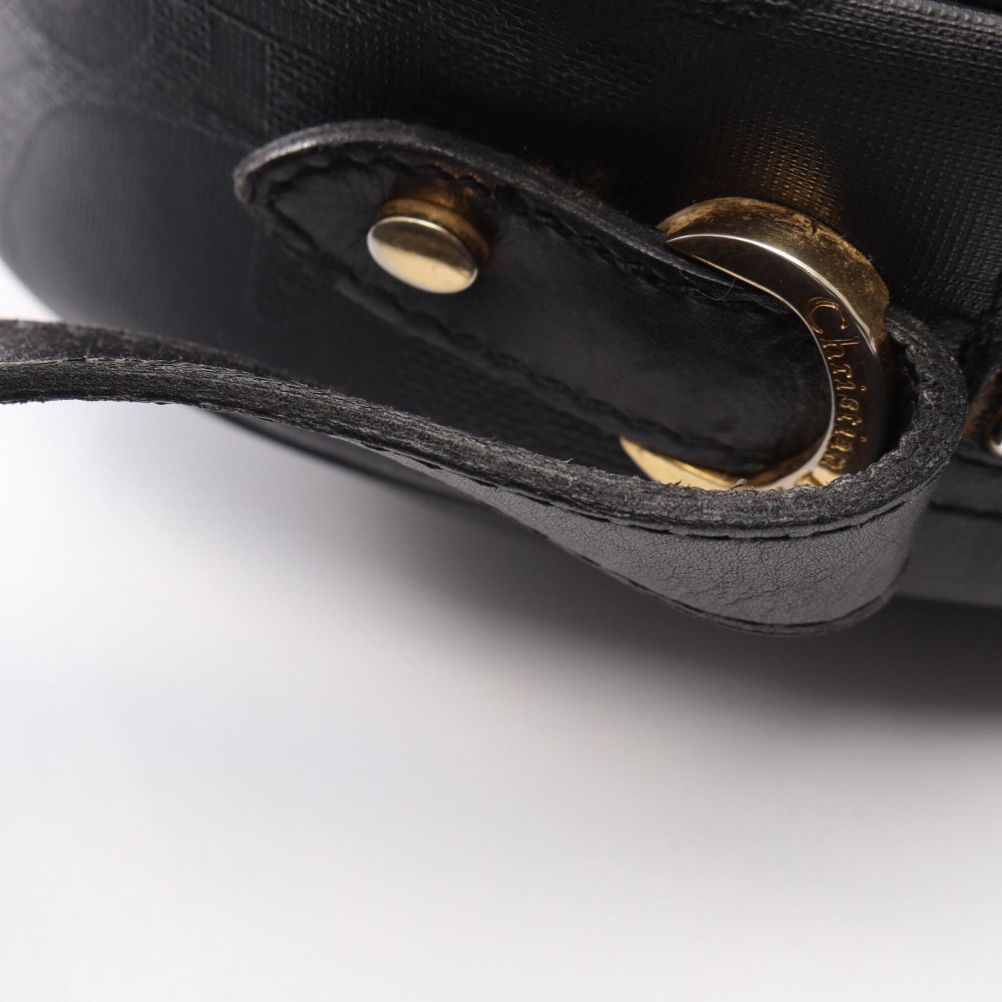 Christian Dior Black Coated Canvas Leather Handbag Shoulder Bag (Pre-Owned)