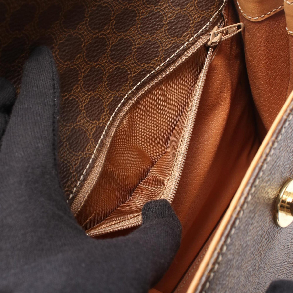 Celine Brown Pvc Coated Canvas Leather Handbag (Pre-Owned)