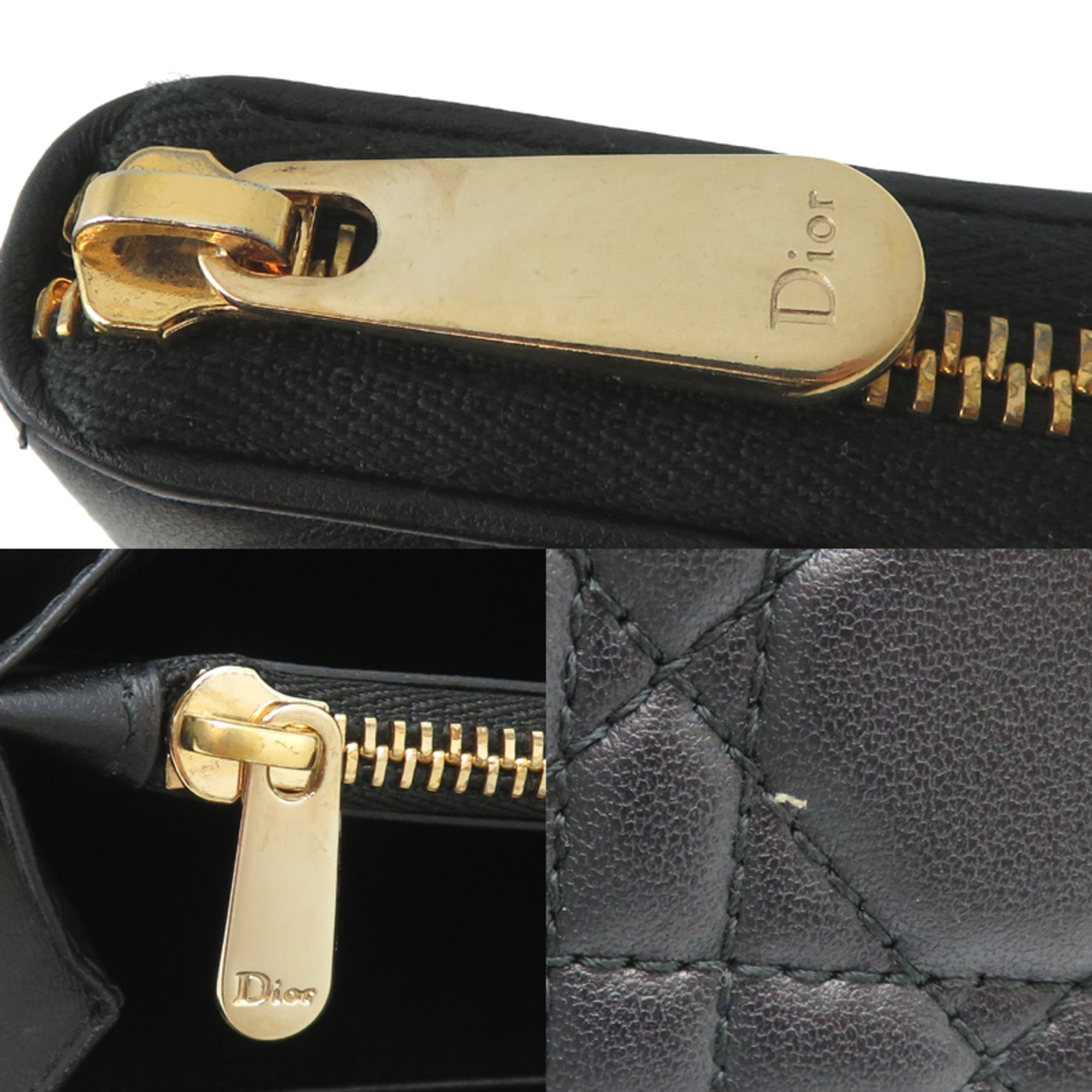Christian Dior Black Leather Long Wallet (Bi-Fold) (Pre-Owned)