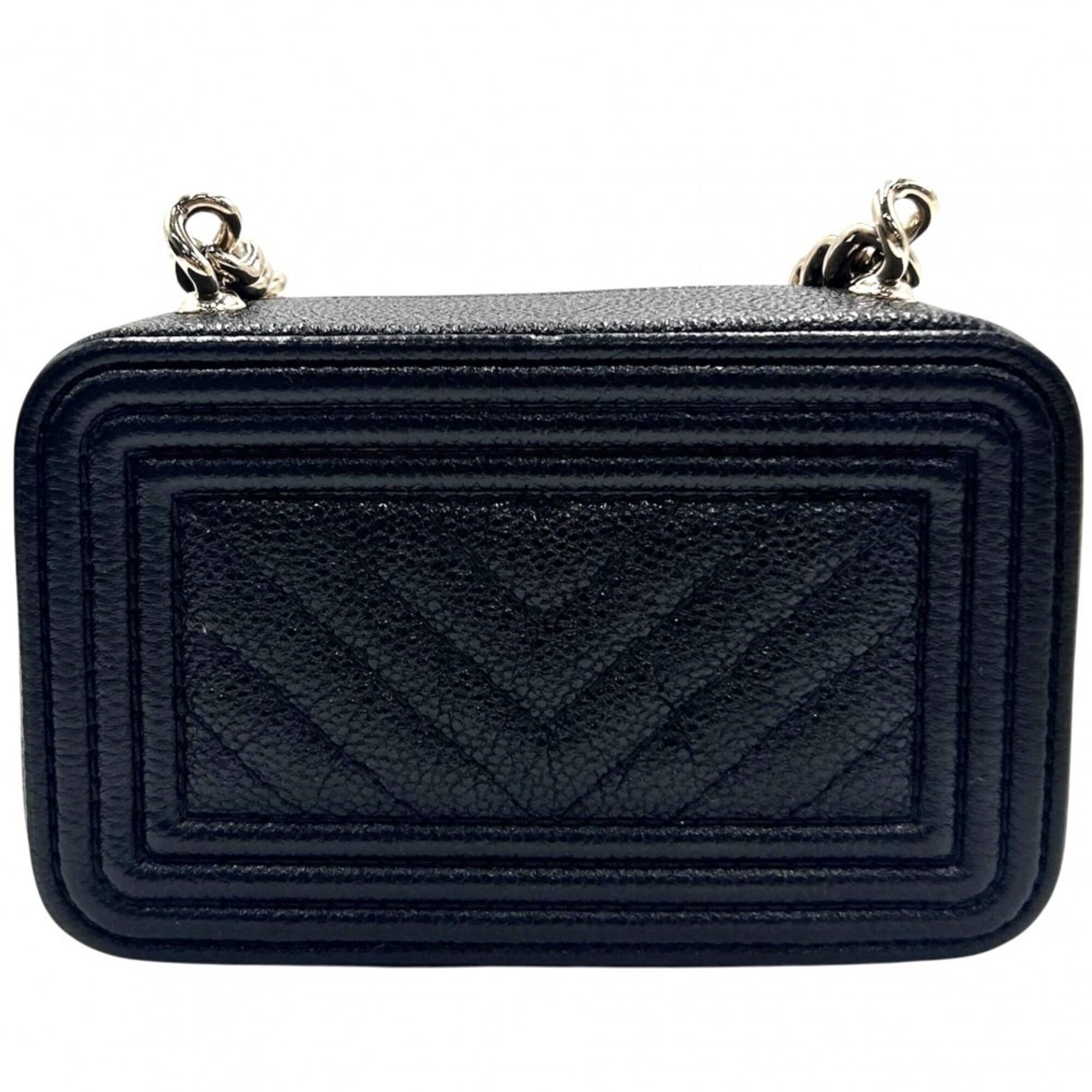 Chanel Black Grained Calfskin Shoulder Bag (Pre-Owned)