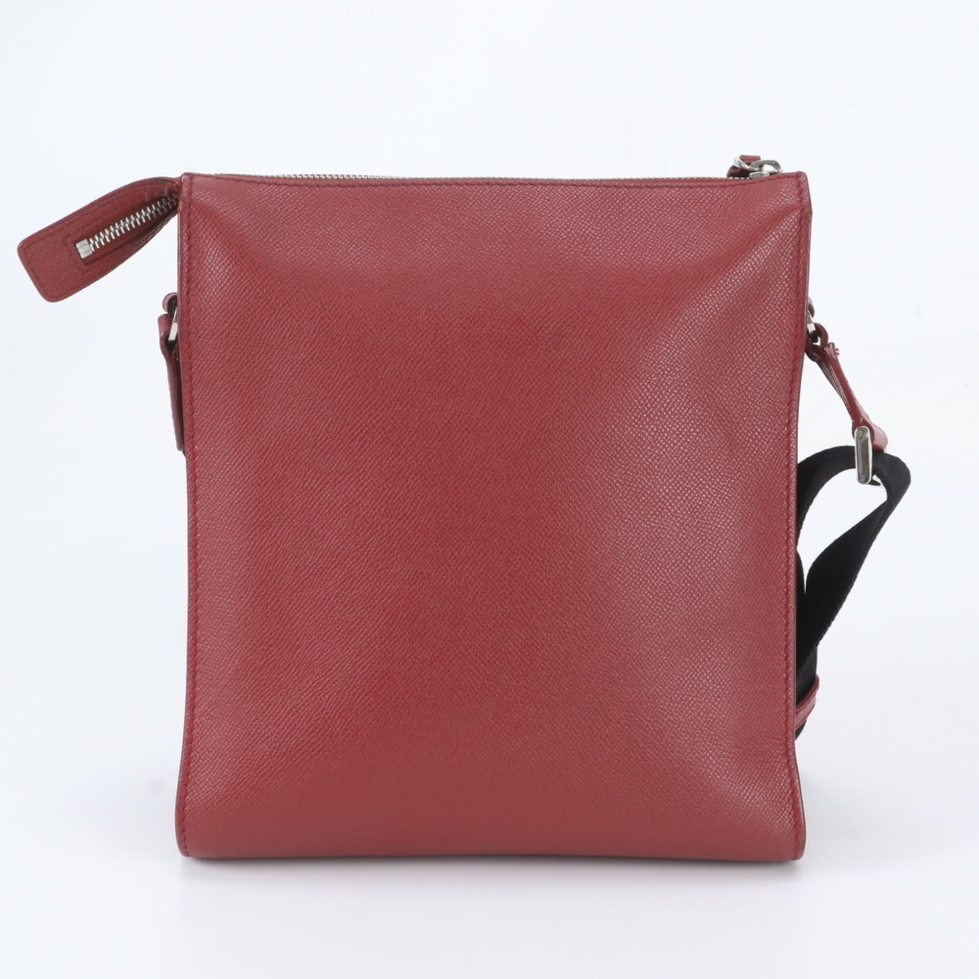Bvlgari Red Color Leather Messenger Bag Shoulder Bag (Pre-Owned)
