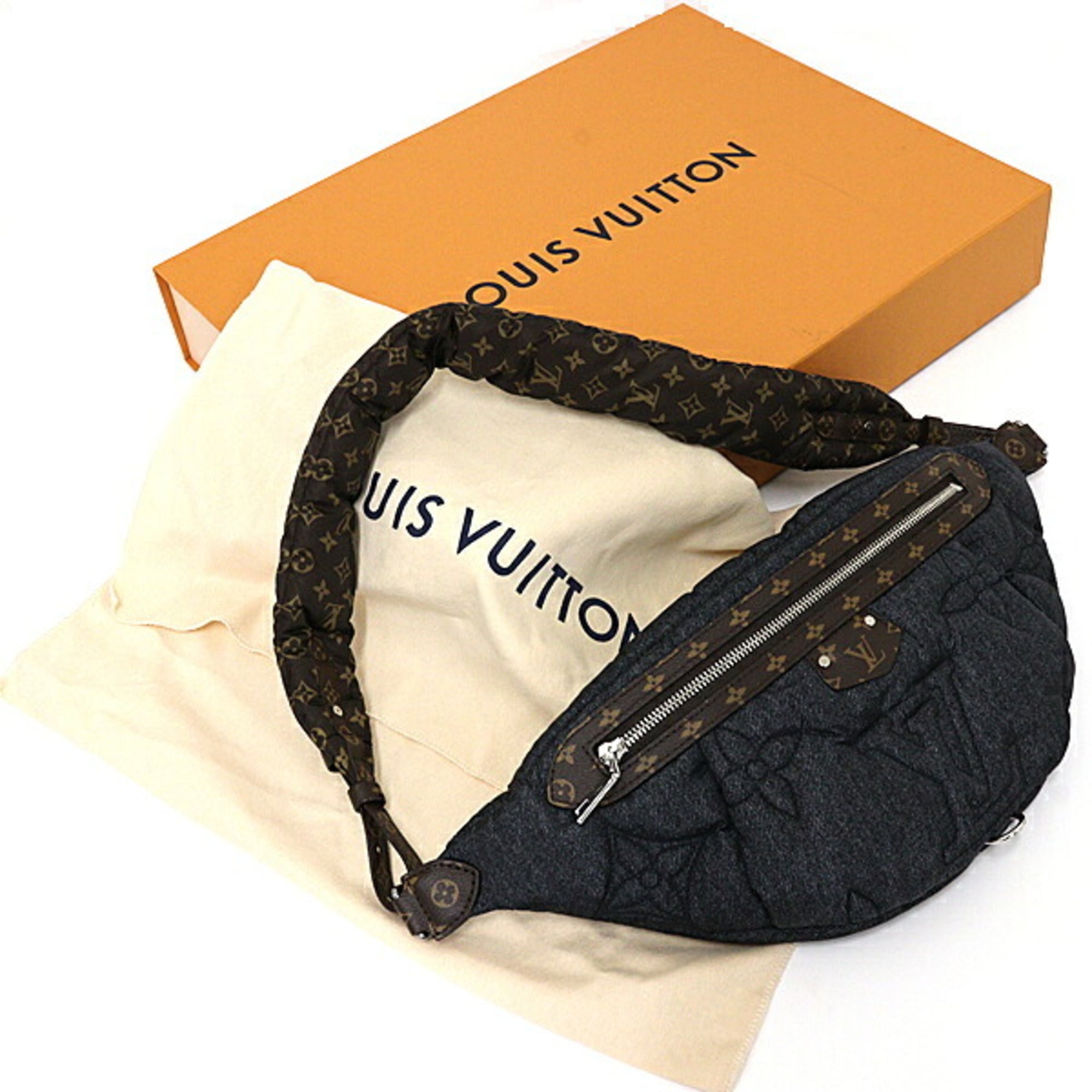 Louis Vuitton Black Brown Nylon Leather Crossbody Bag Shoulder Bag (Pre-Owned)