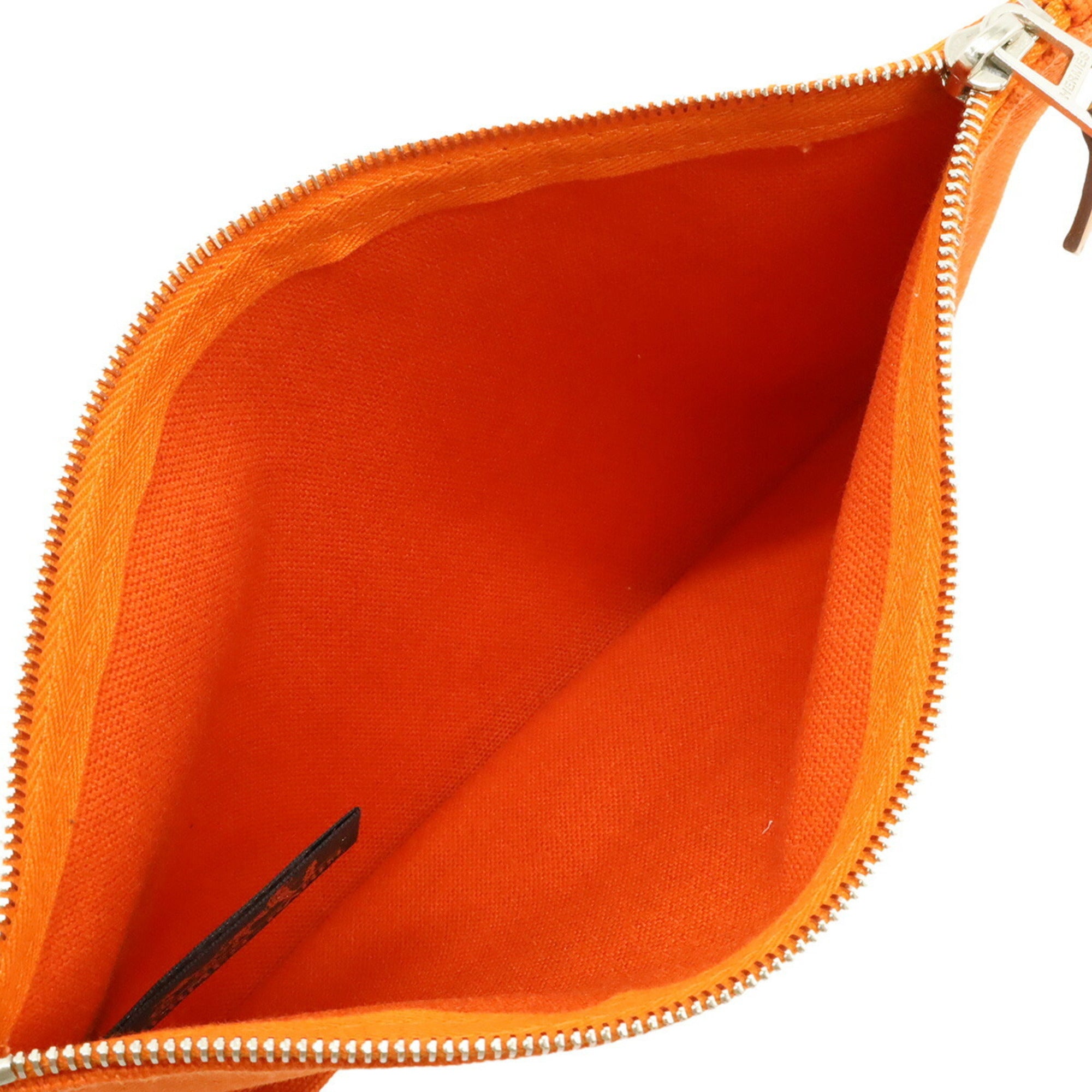 Hermes Orange Canvas Leather Pouch (Pre-Owned)