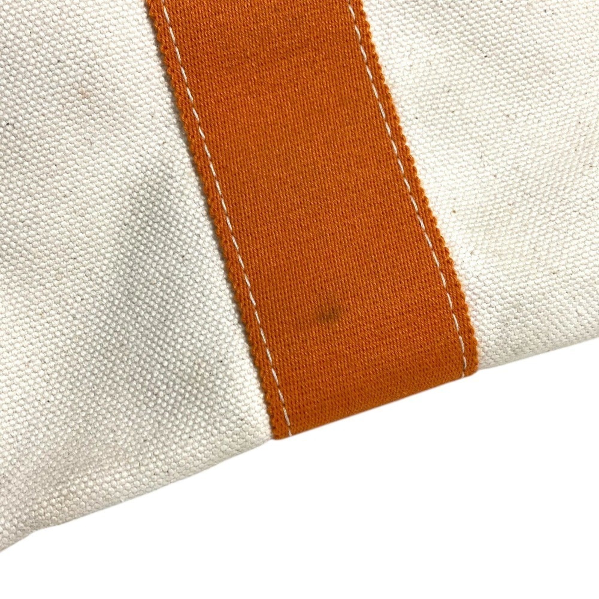 Hermes Ivory Orange Canvas Handbag Tote Bag (Pre-Owned)