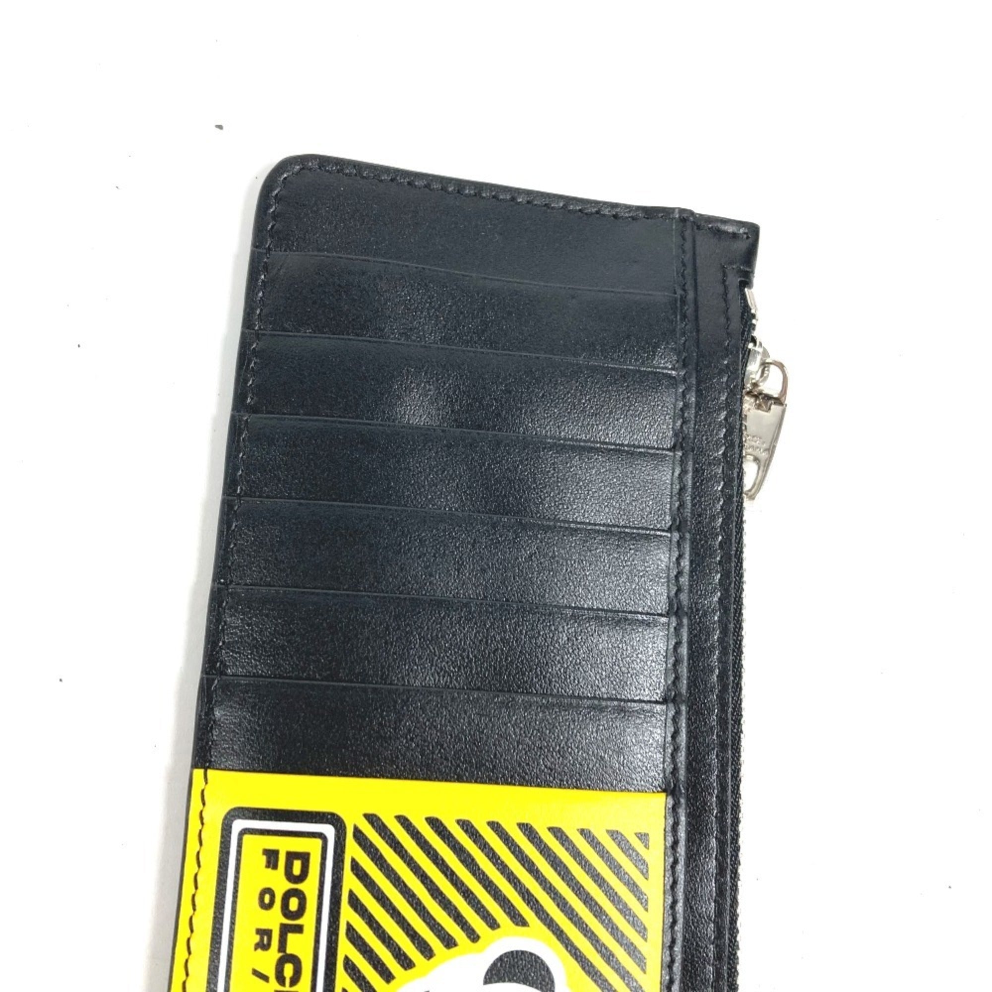 Dolce & Gabbana Black Yellow Leather Coin Purse/Coin Case (Pre-Owned)
