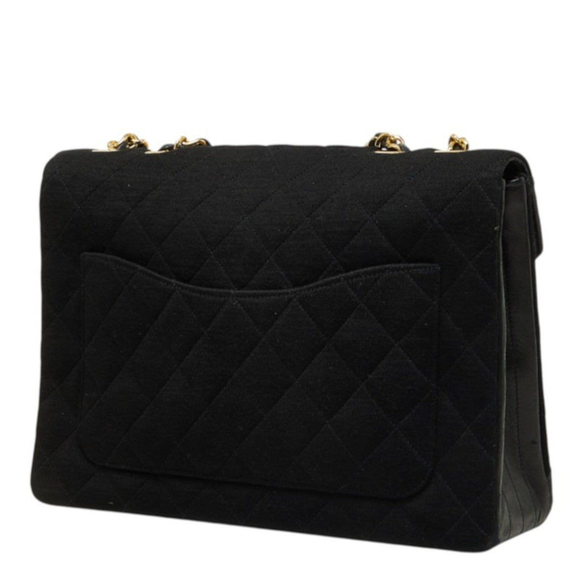 Chanel Black Cotton Leather Shoulder Bag (Pre-Owned)