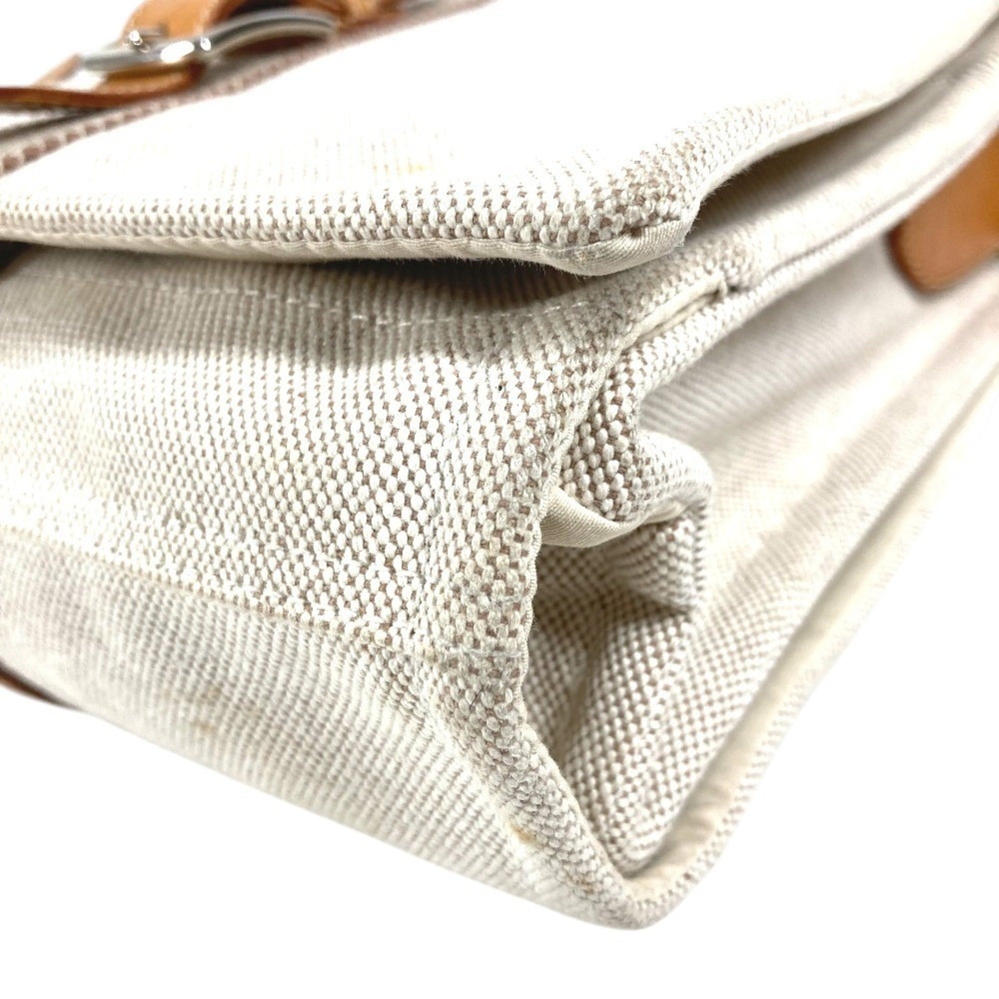Hermes Beige Cotton Leather Shoulder Bag (Pre-Owned)