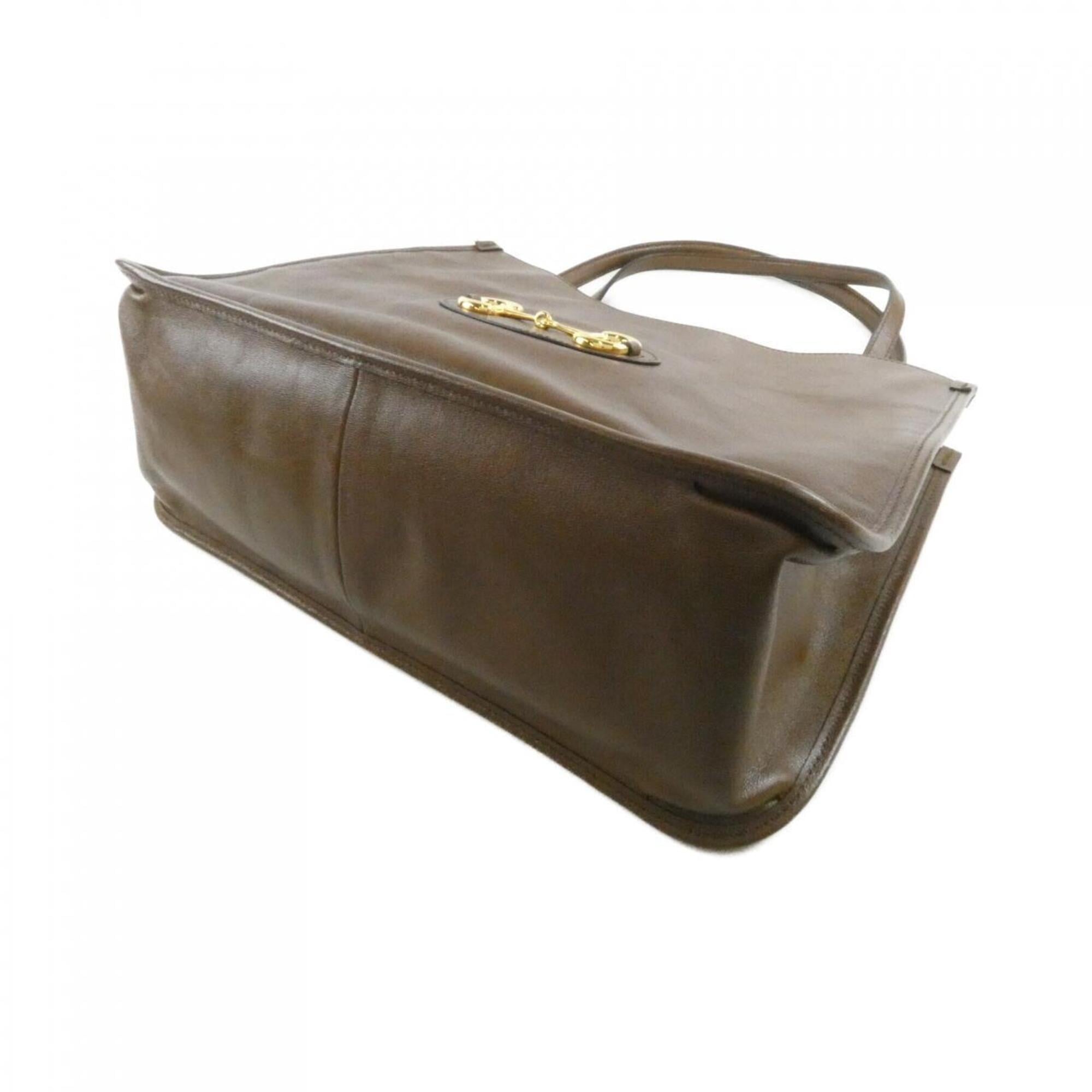 Gucci Horsebit Brown Leather Handbag (Pre-Owned)