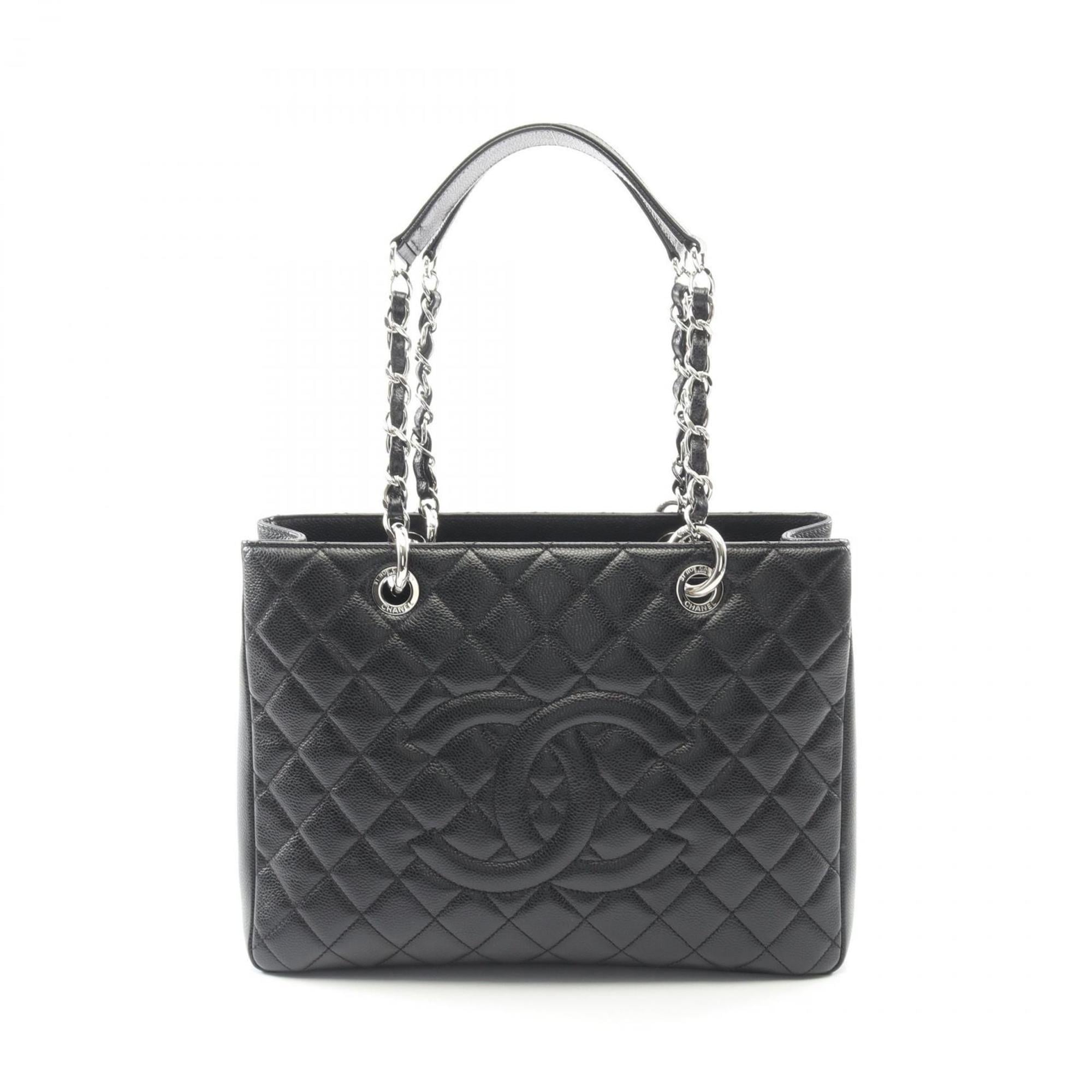 Chanel Black Grained Calfskin Handbag Tote Bag (Pre-Owned)