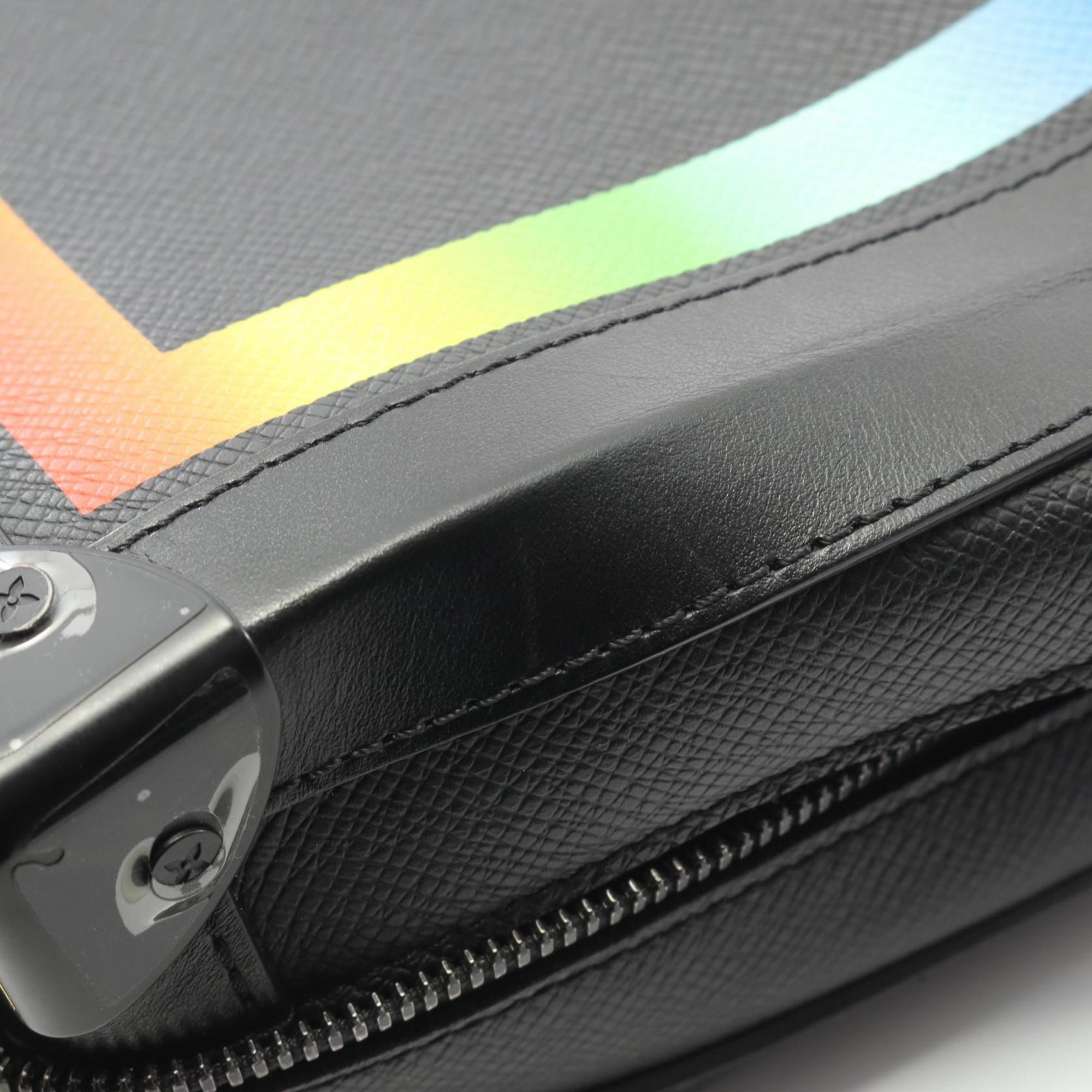 Louis Vuitton Black Multi-Color Taiga Leather Shoulder Bag (Pre-Owned)