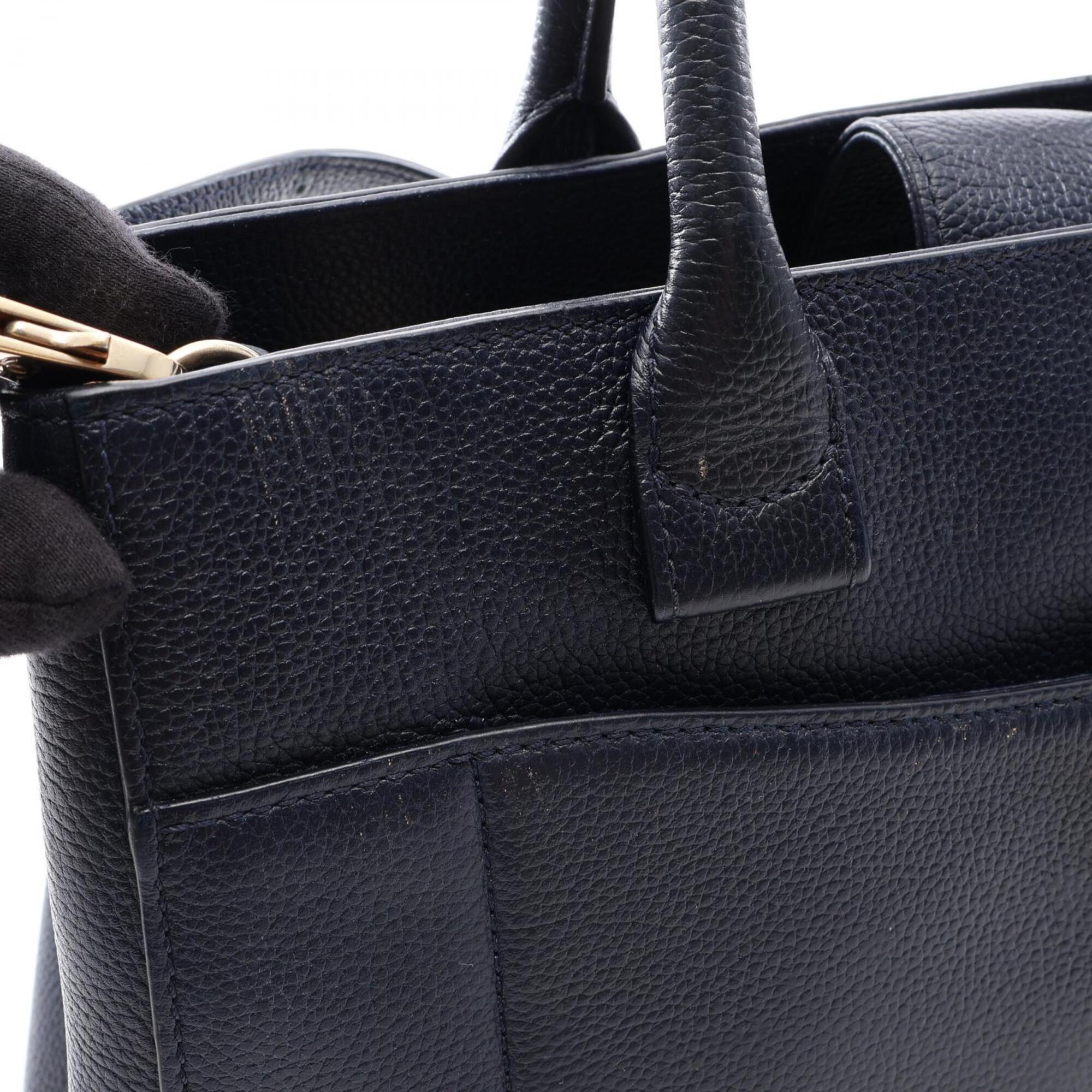 Chanel Navy Leather Handbag Tote Bag (Pre-Owned)