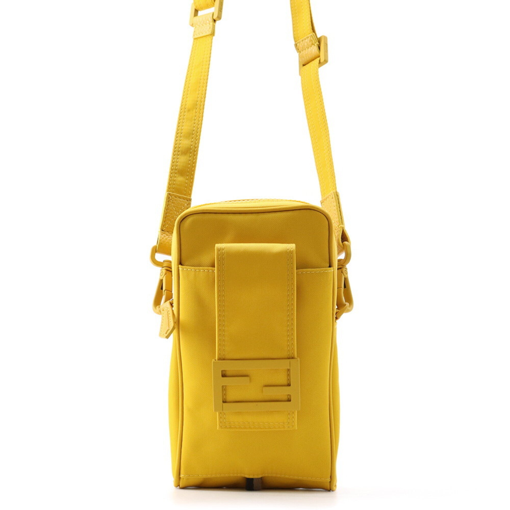 Fendi Yellow Nylon Leather Pouch Shoulder Bag (Pre-Owned)