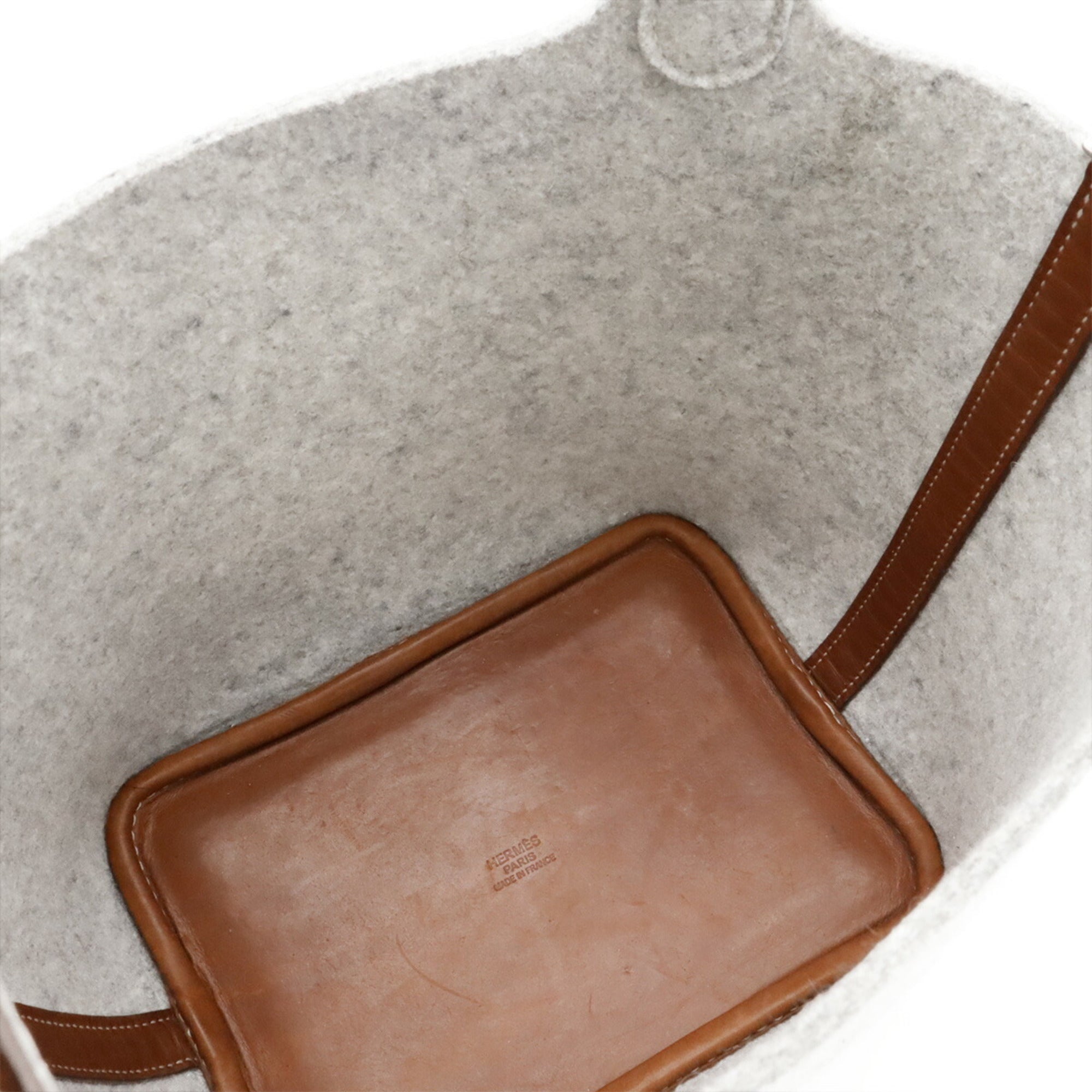 Hermes Picotin Gray Brown Felt Swift Leather Handbag Tote Bag (Pre-Owned)