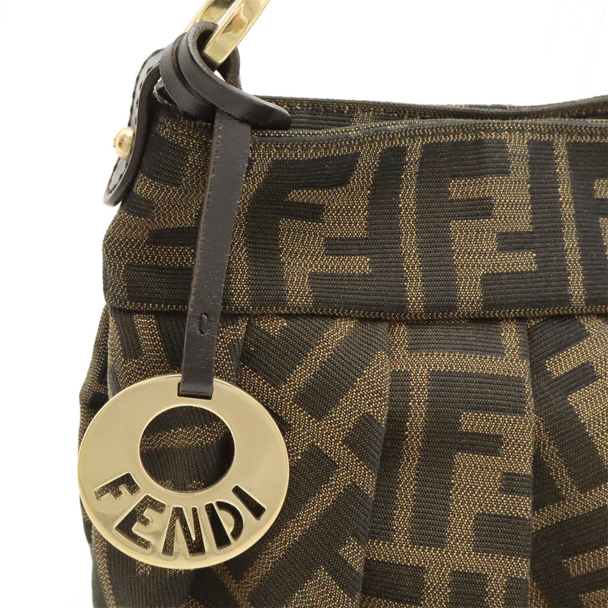 Fendi Black Brown Canvas Leather Handbag (Pre-Owned)